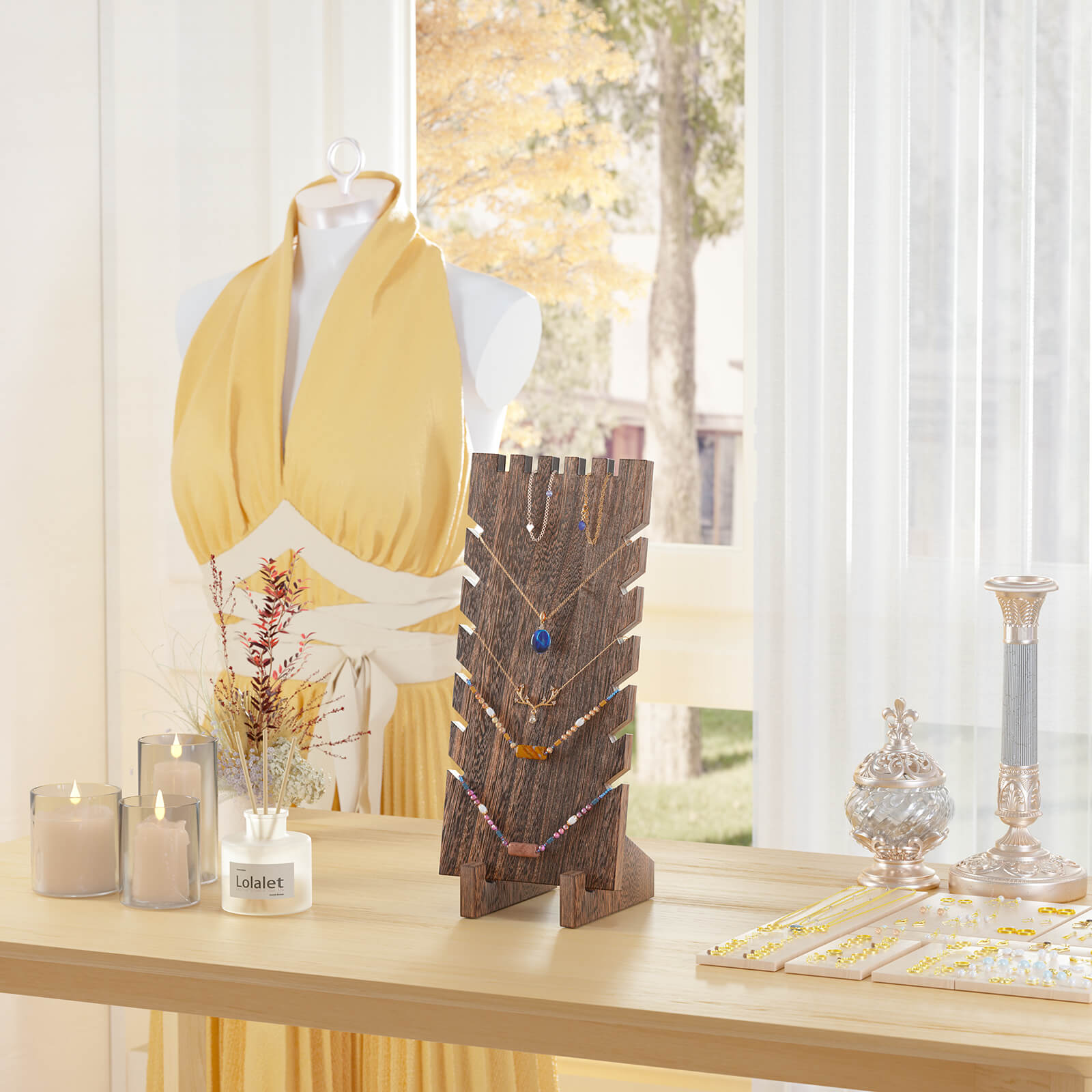 wooden jewelry stand for retail