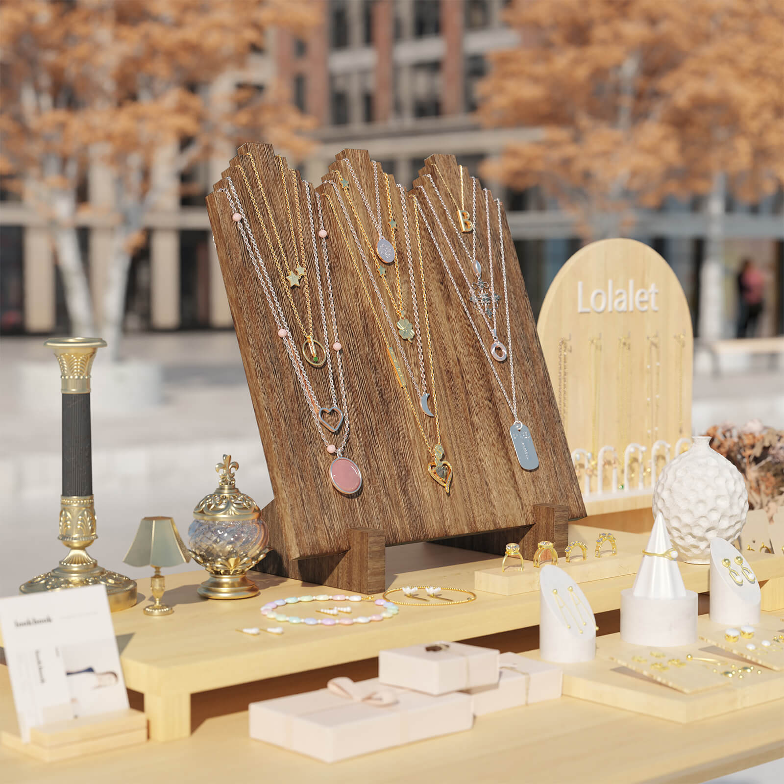 Wooden Necklace Display Stand for Retail