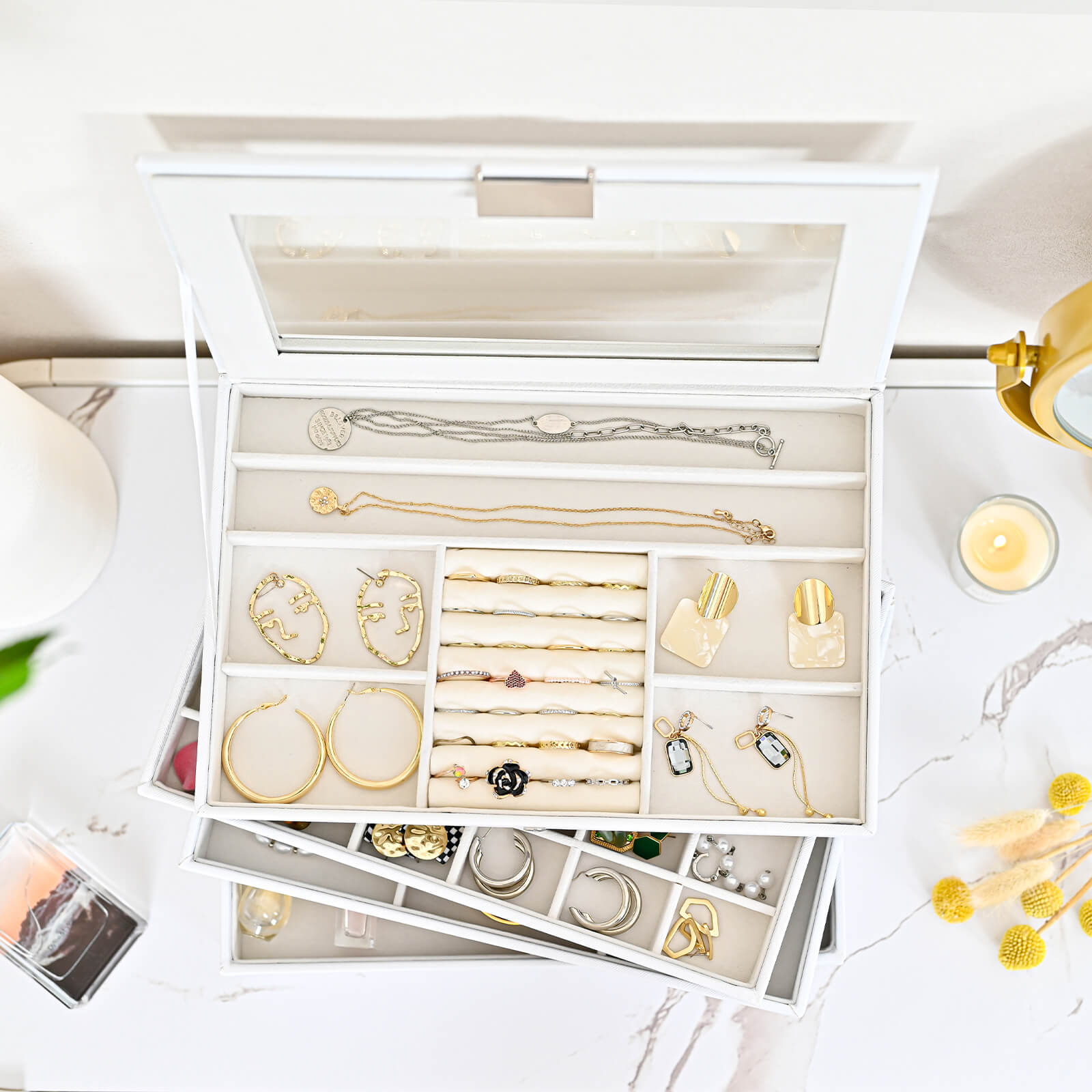 Stackable Jewelry Tray Boxes (5 Layers)