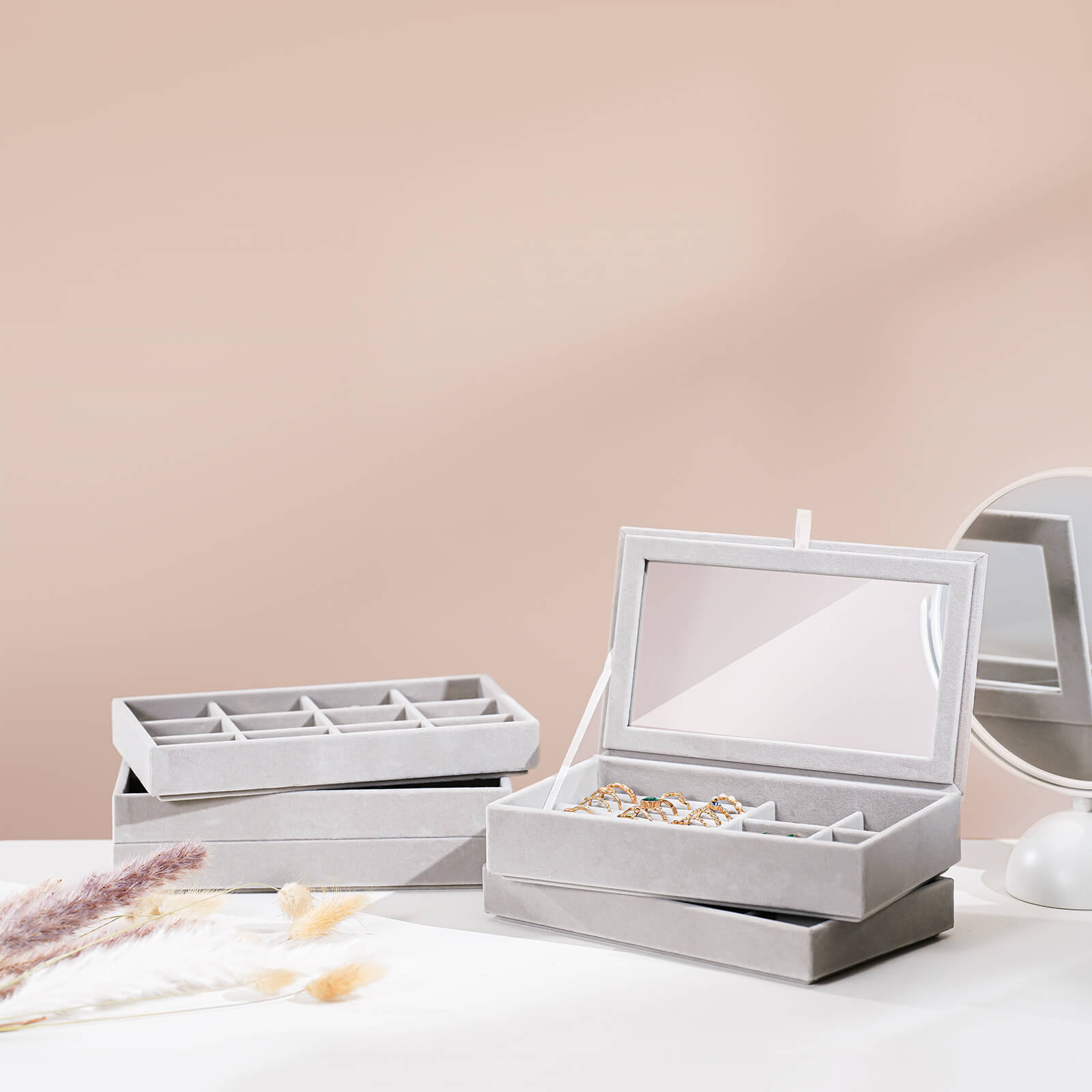 Stackable Velvet Jewelry Storage Box