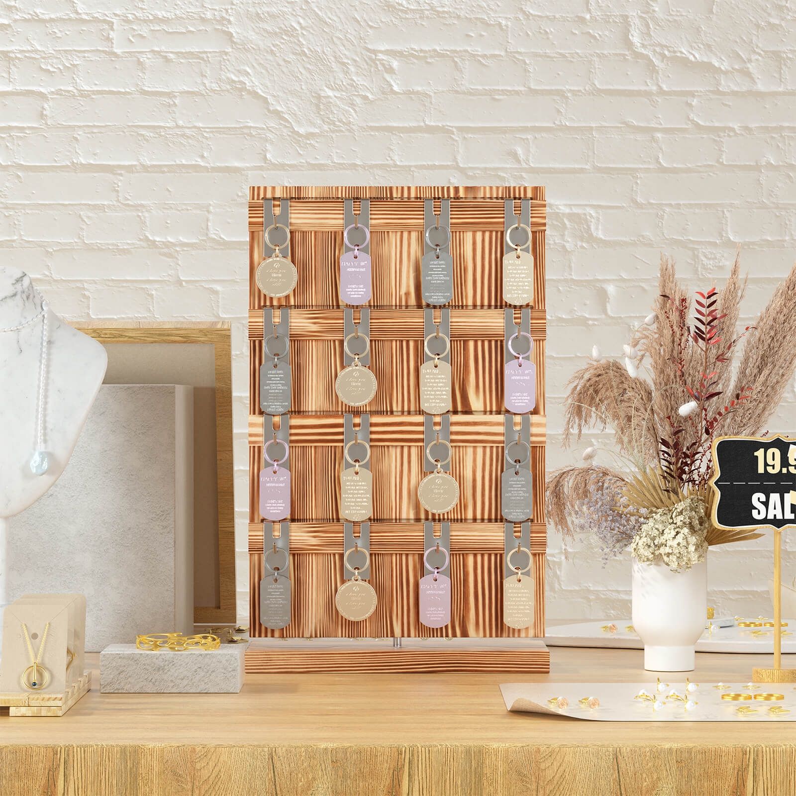 wooden earrings jewelry stand for retail