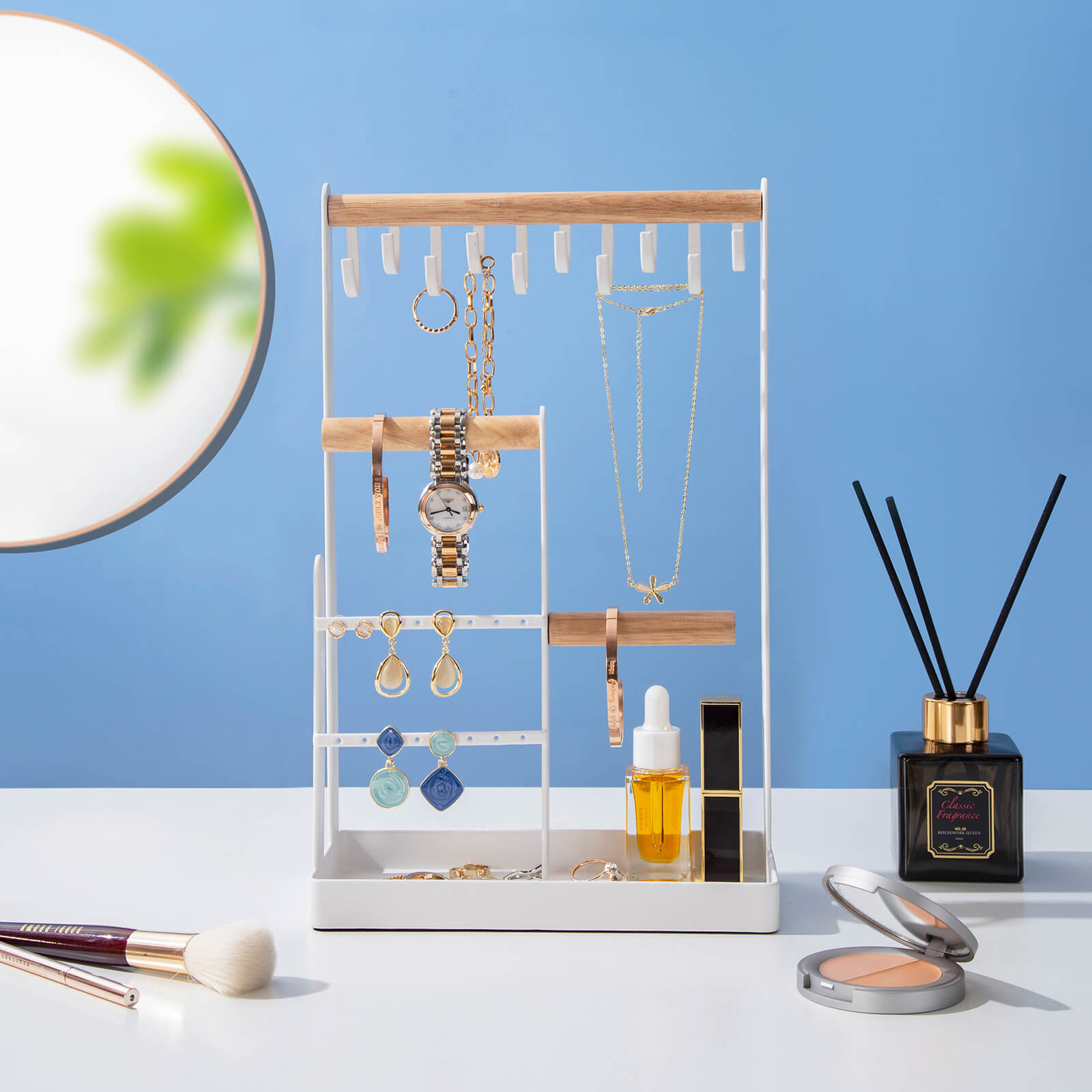 jewelry stand with tray pink