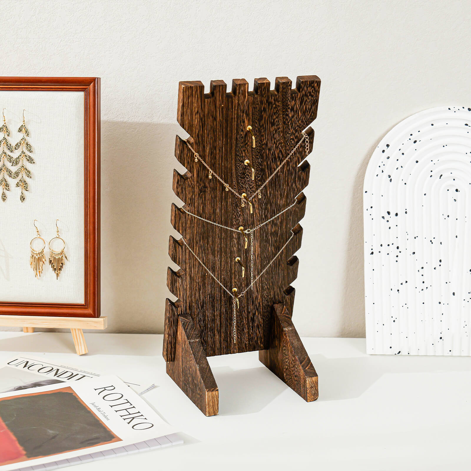 wooden necklace jewelry stand for retail