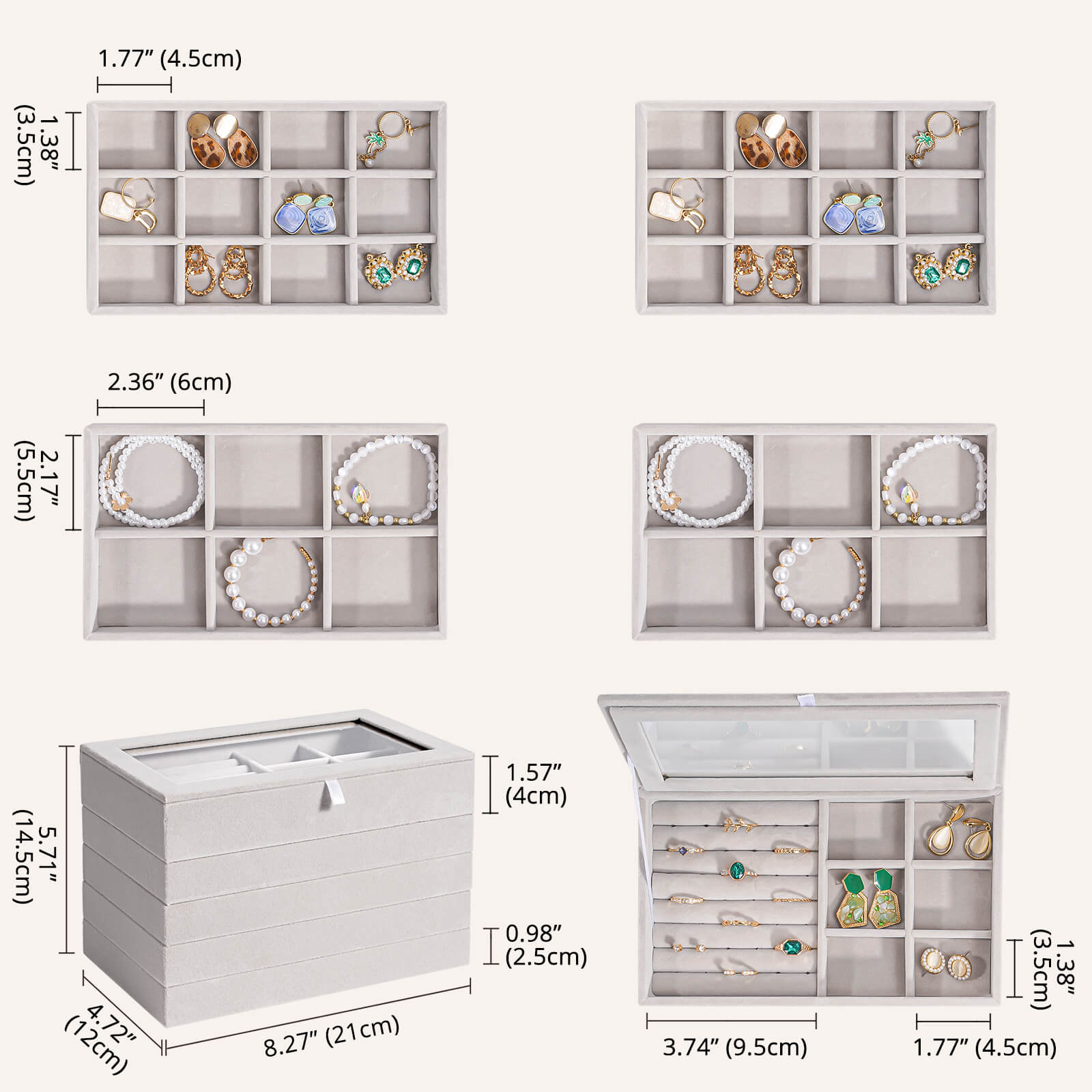 Stackable Velvet Jewelry Storage Box