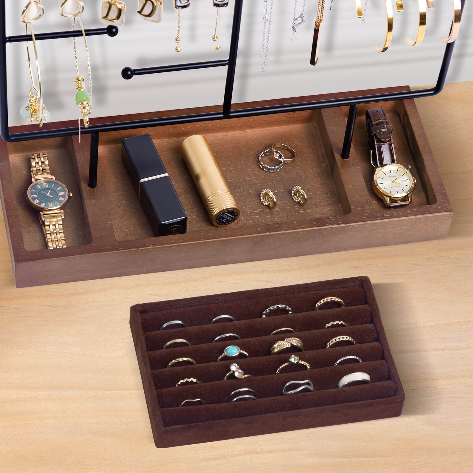 wooden jewelry display stands