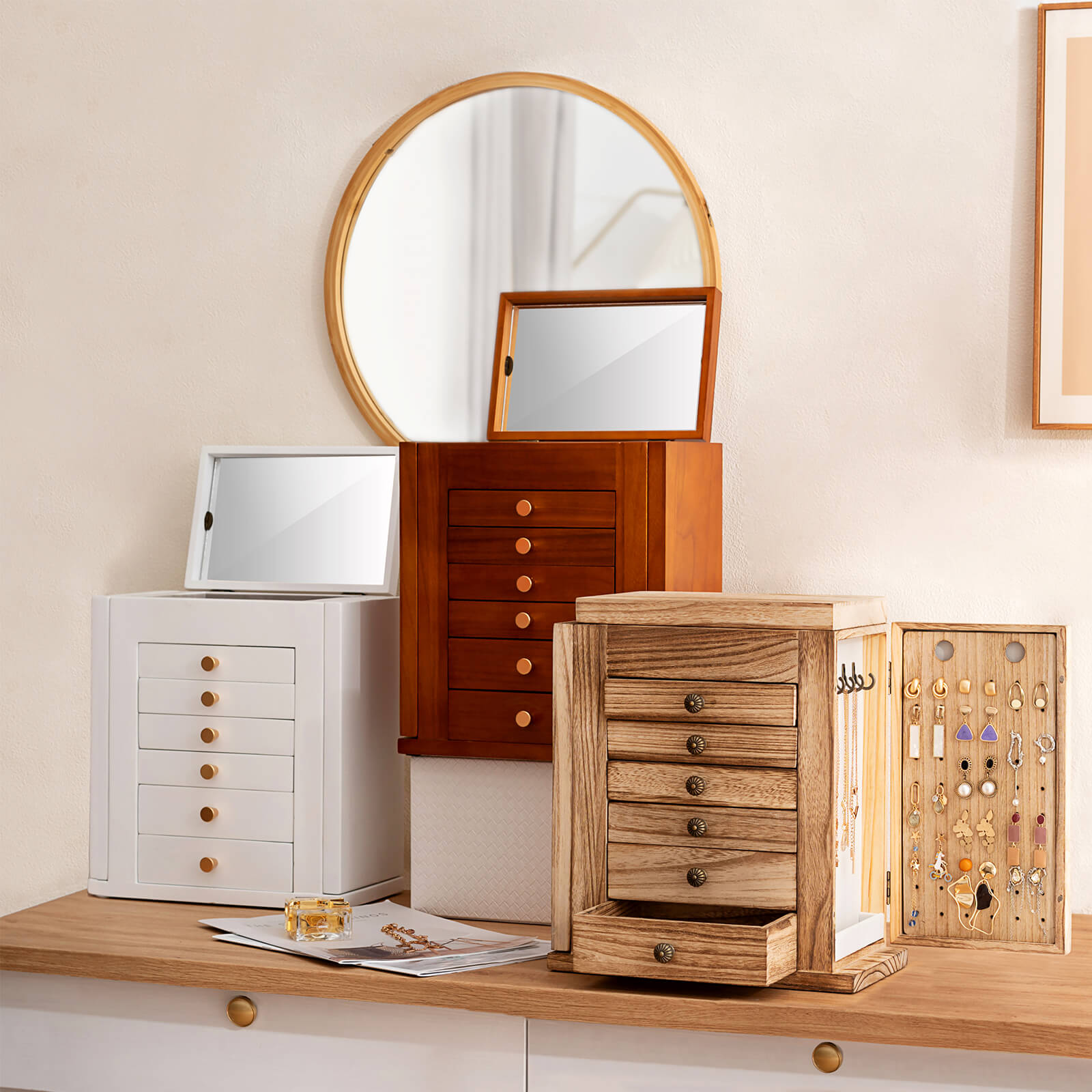 large wooden jewelry box for women