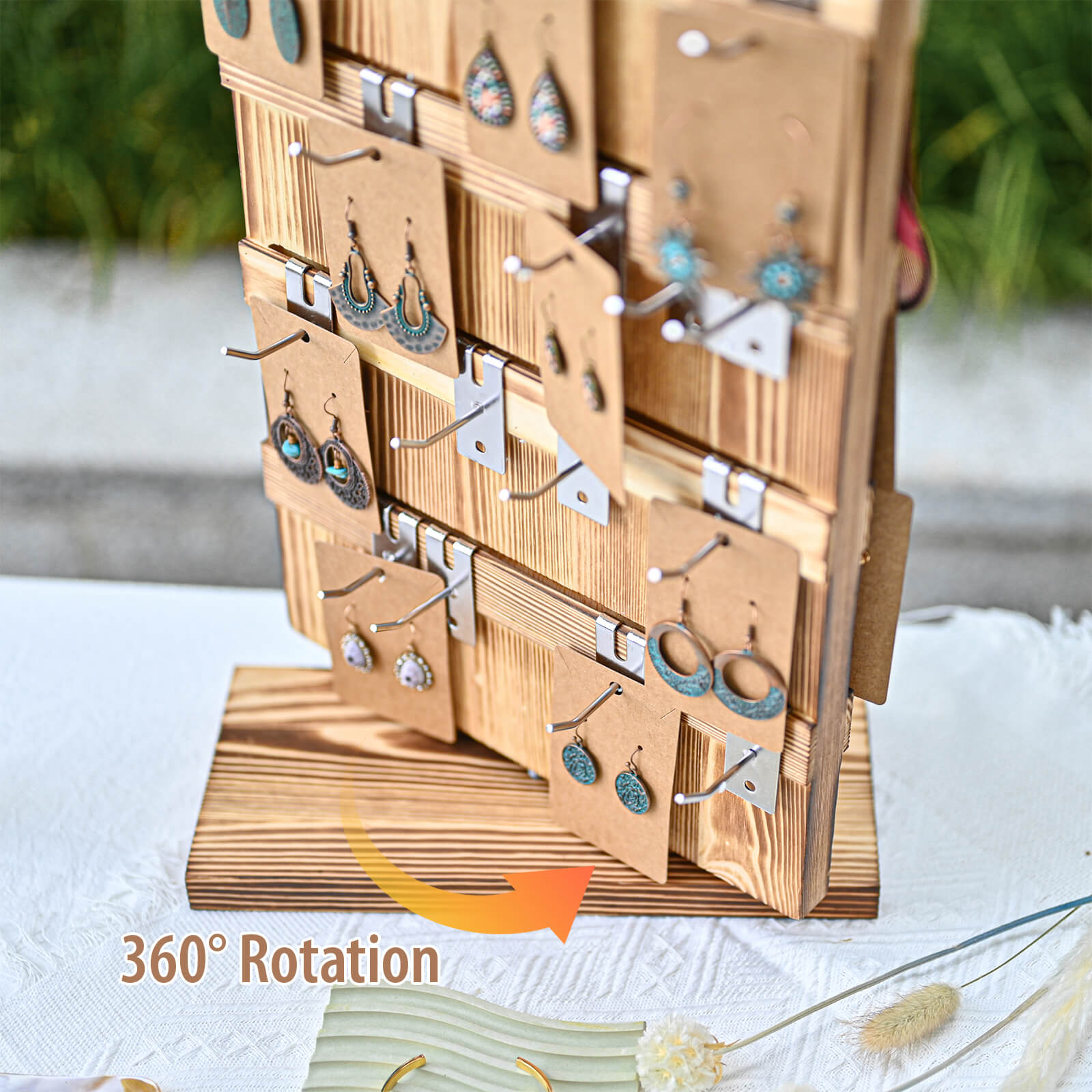 wooden earrings jewelry stand for retail