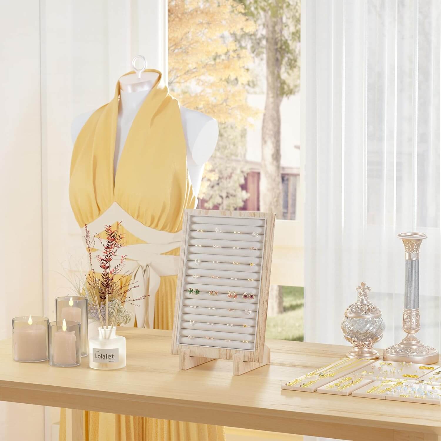 wooden rings jewelry stand for retail