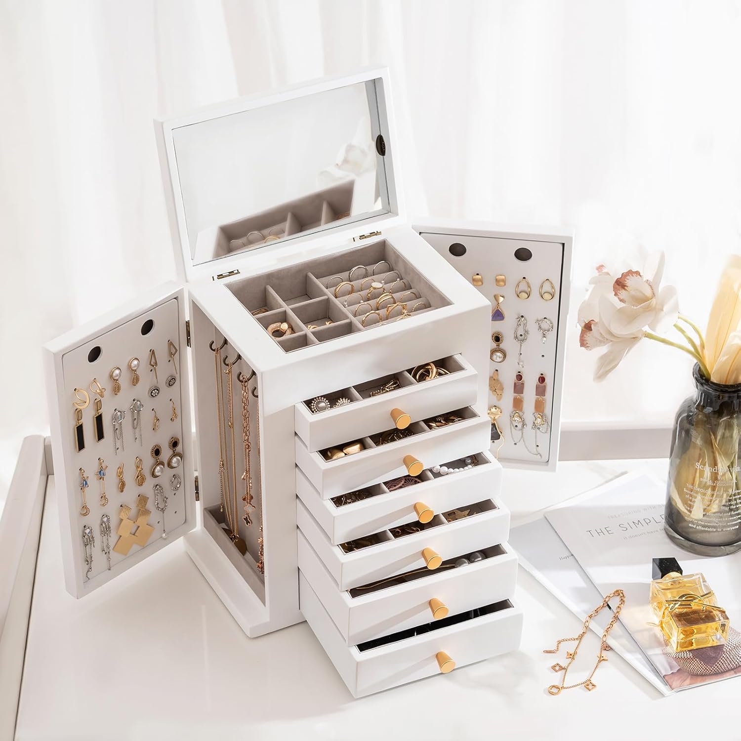 large wooden jewelry box for women