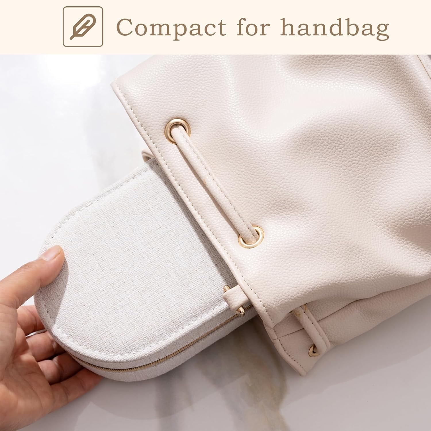 small travel jewelry box beige