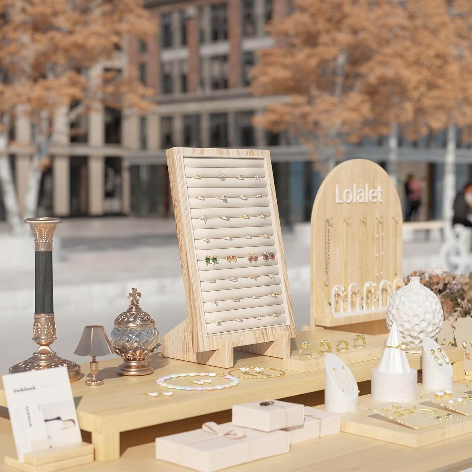 wooden rings jewelry stand for retail