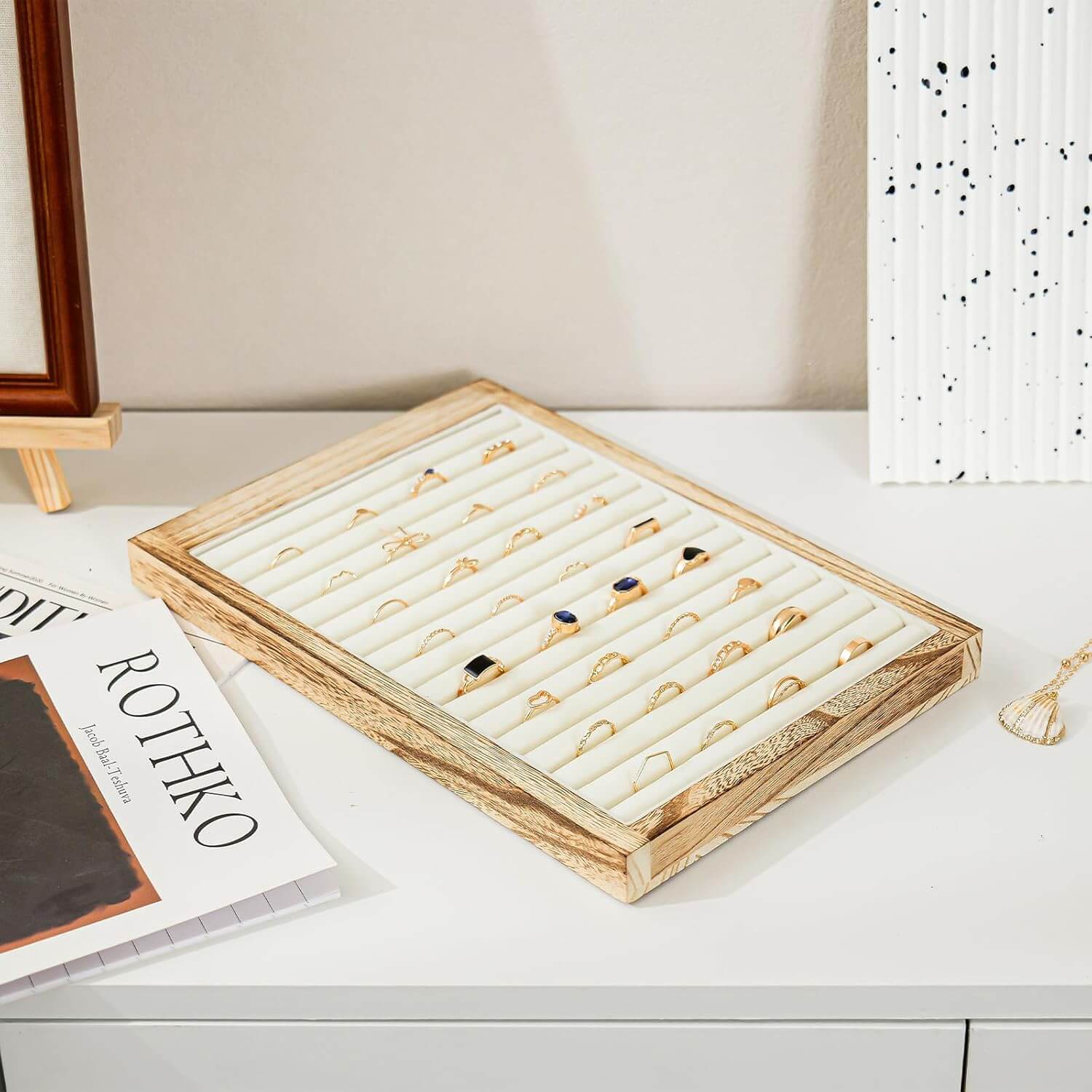 wooden rings jewelry stand for retail