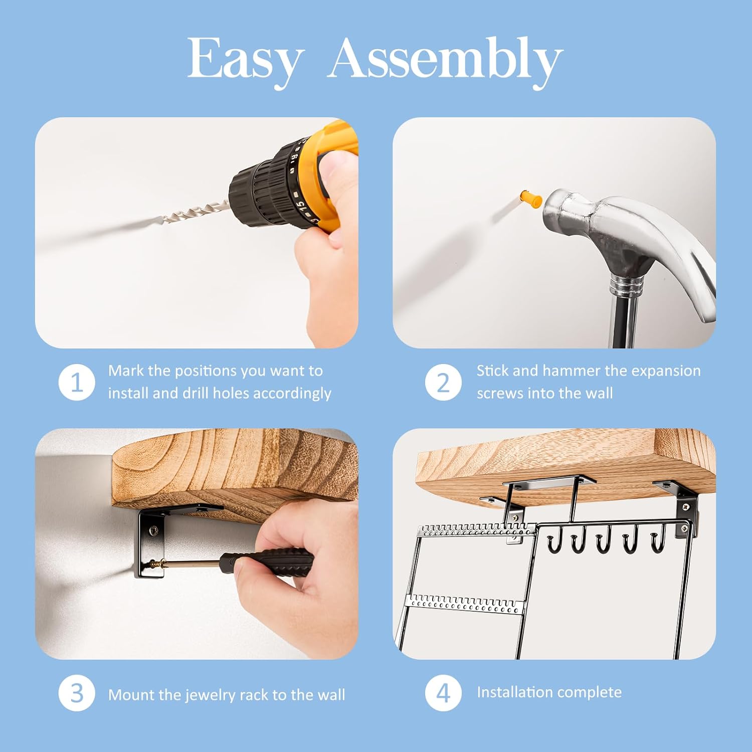 Wall Mount wooden Jewelry Organizer