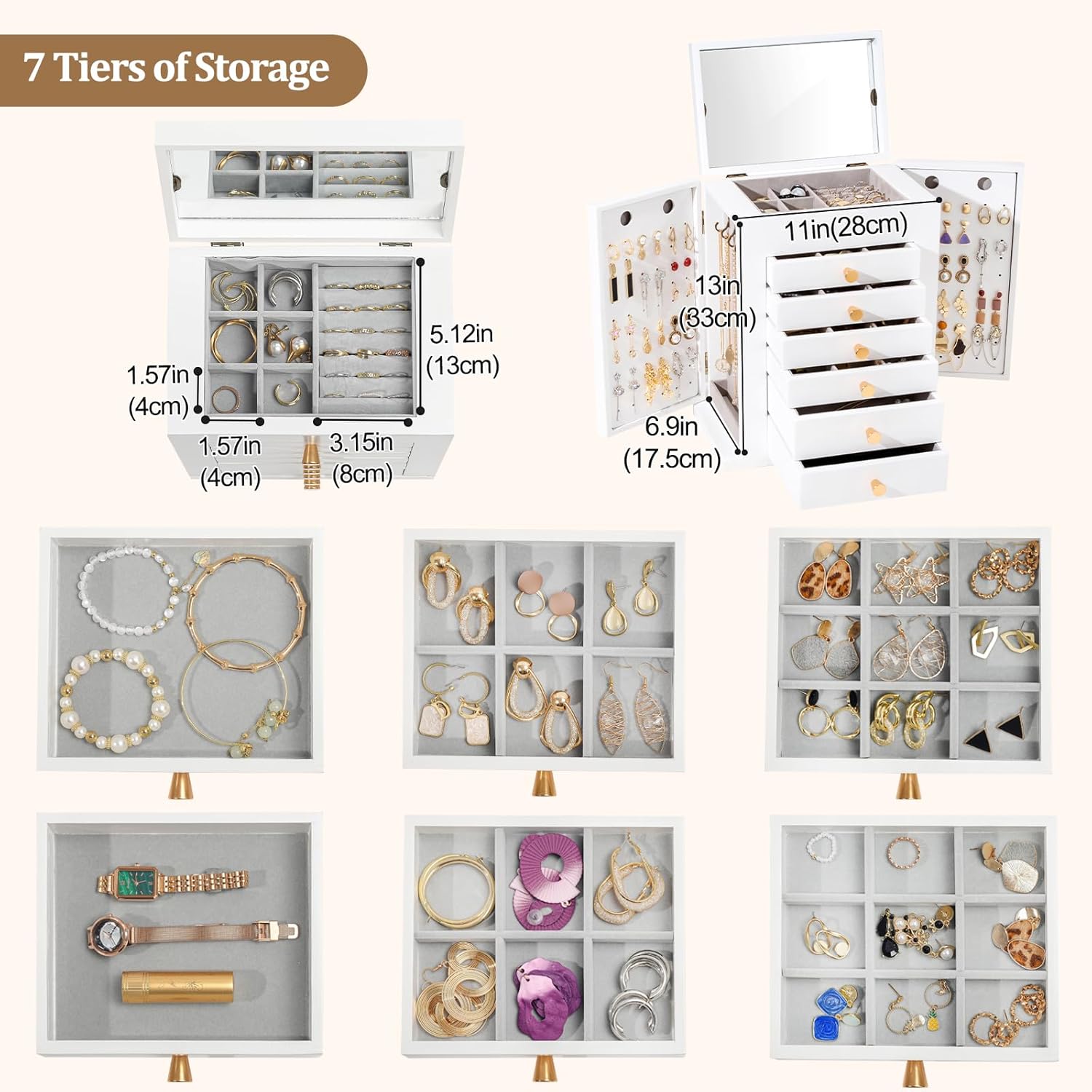 large wooden jewelry box for women