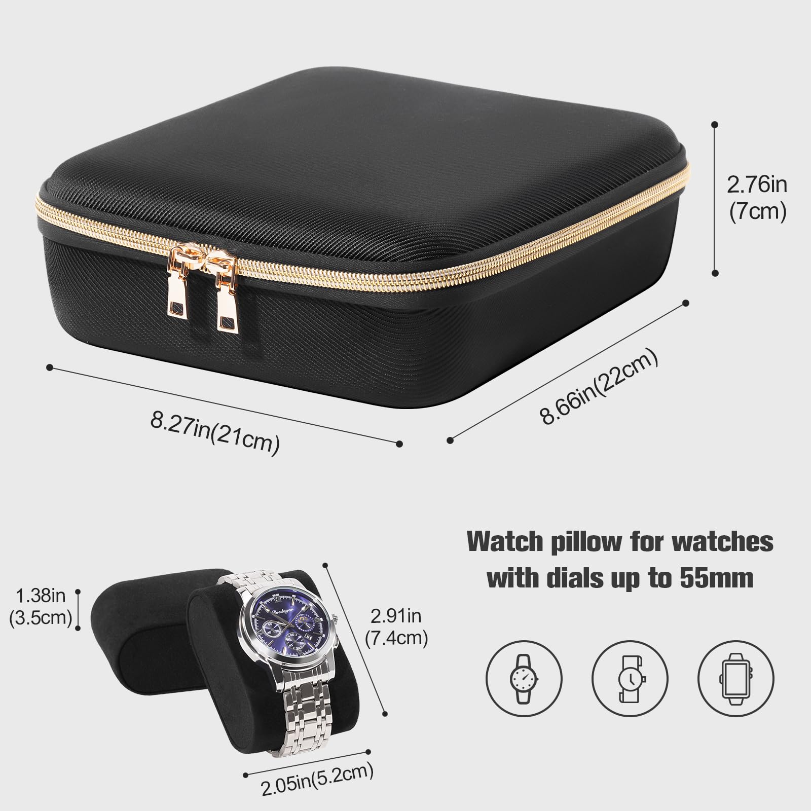 Portable EVA Hard Shell Watch Case for Travel