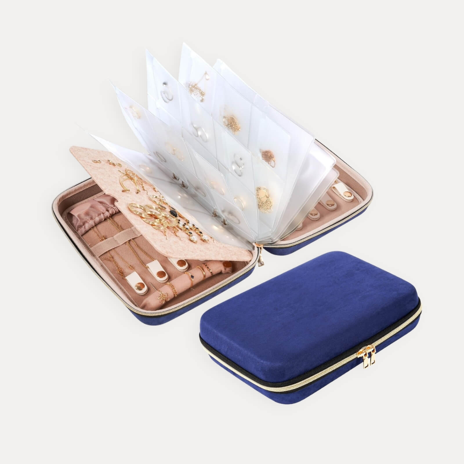 Large Travel Zippered Jewelry Organizer Case