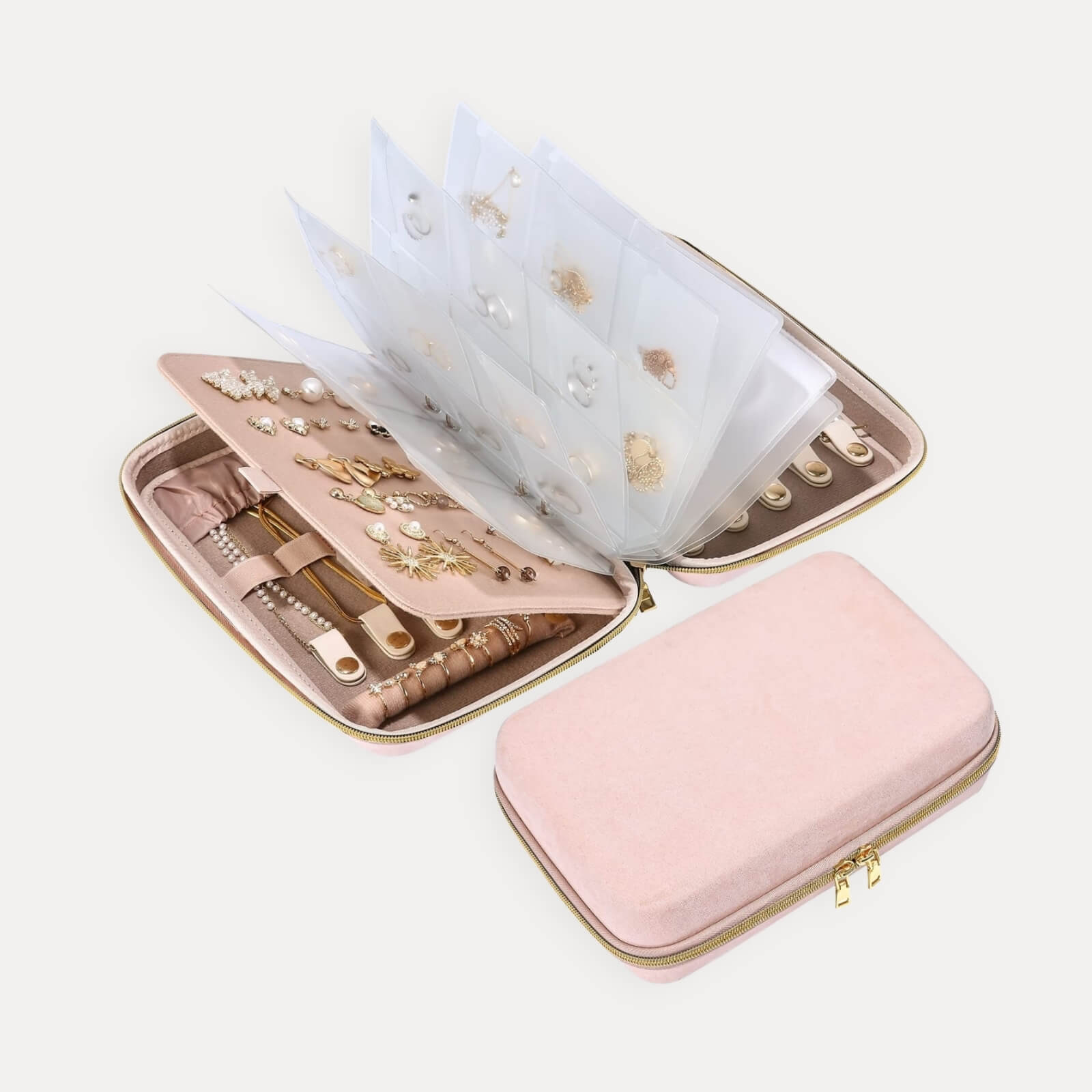 Large Travel Zippered Jewelry Organizer Case