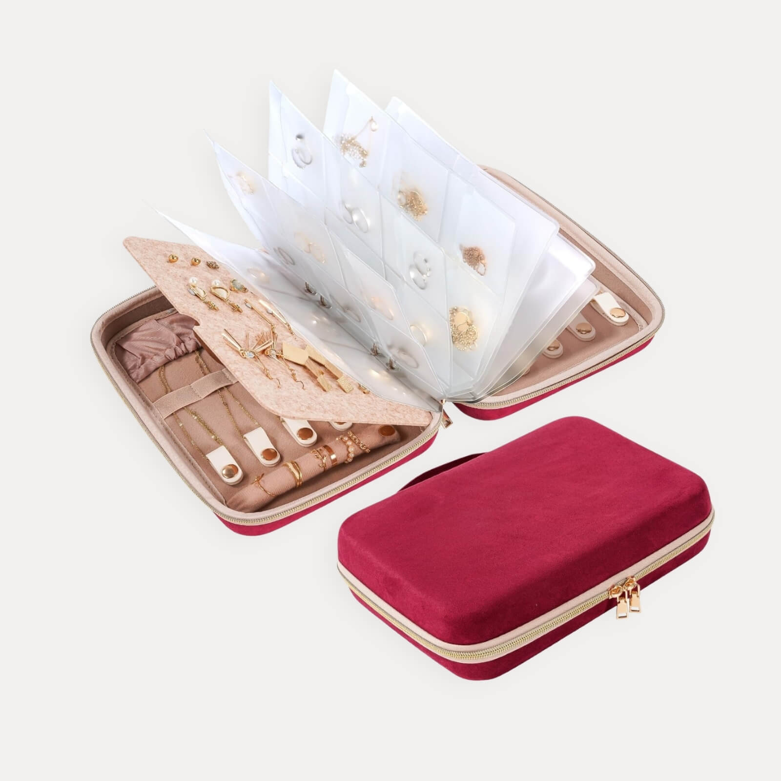 Large Travel Zippered Jewelry Organizer Case