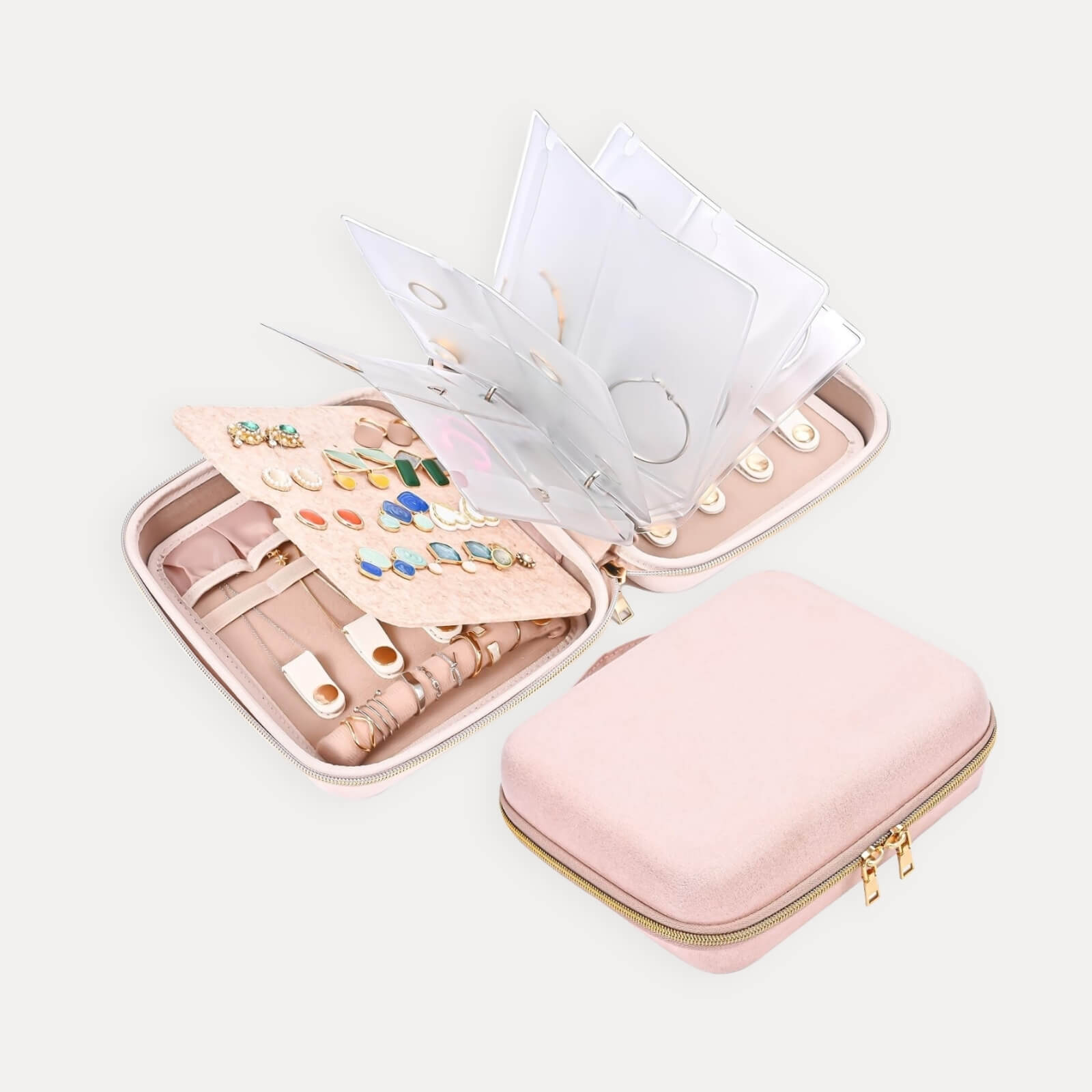 Large Travel Zippered Jewelry Organizer Case