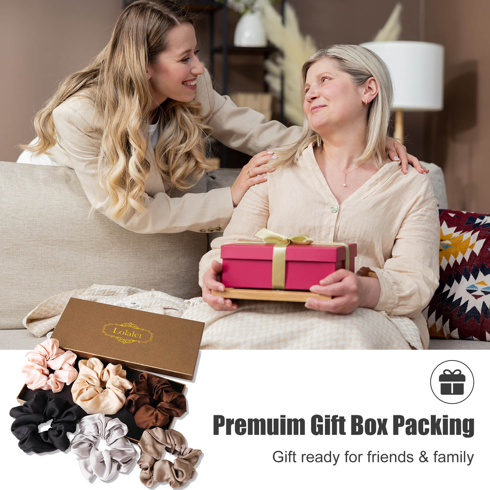 Lolalet big scrunchies 6-pack gift set for girls and women.