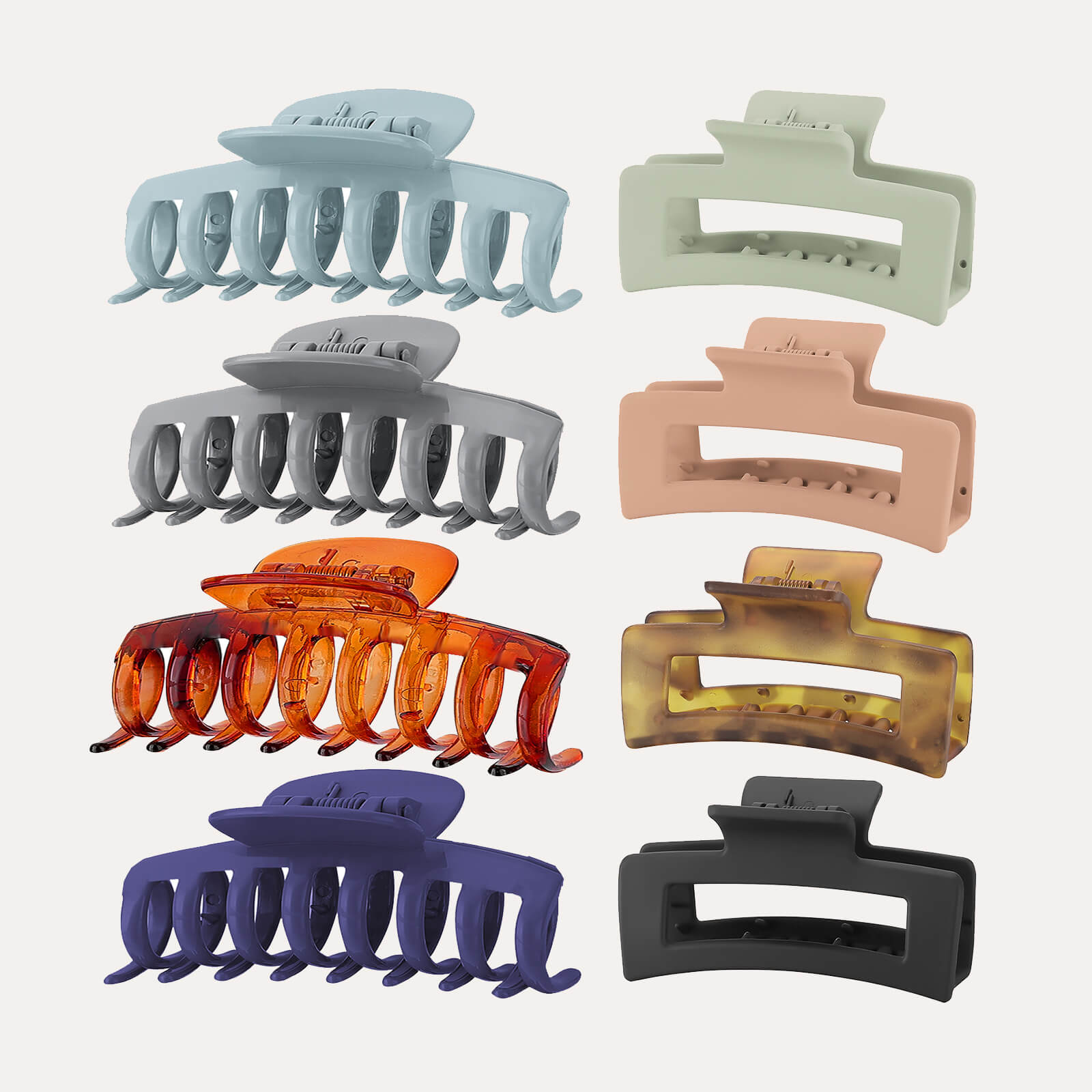 Lolalet 8 Colors Hair Clips Claw Clips Hair Claw Clips, 2 Styles Nonslip Medium Large Jaw Clip for Women Girls, 4 Square Matte and 4 Bright Acrylic Hair Clamps for Thick Thin Fine Long Hair -Style A