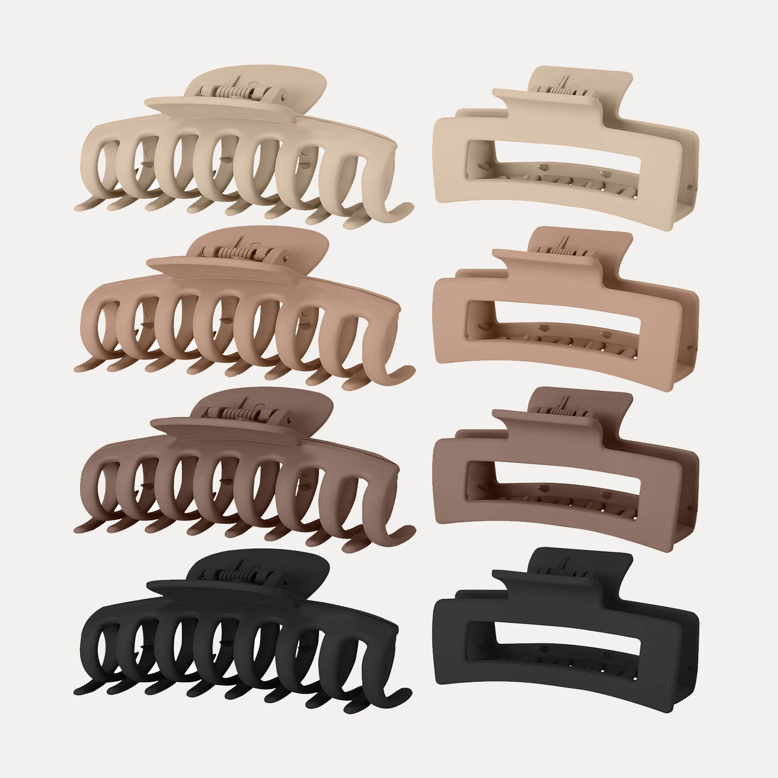 Lolalet Hair Clips, 8 Colors Nonslip Medium Large Jaw Clip for Women Girls, 4 Square Matte and 4 Bright Acrylic Hair Clamps for Thick Thin Fine Long Hair