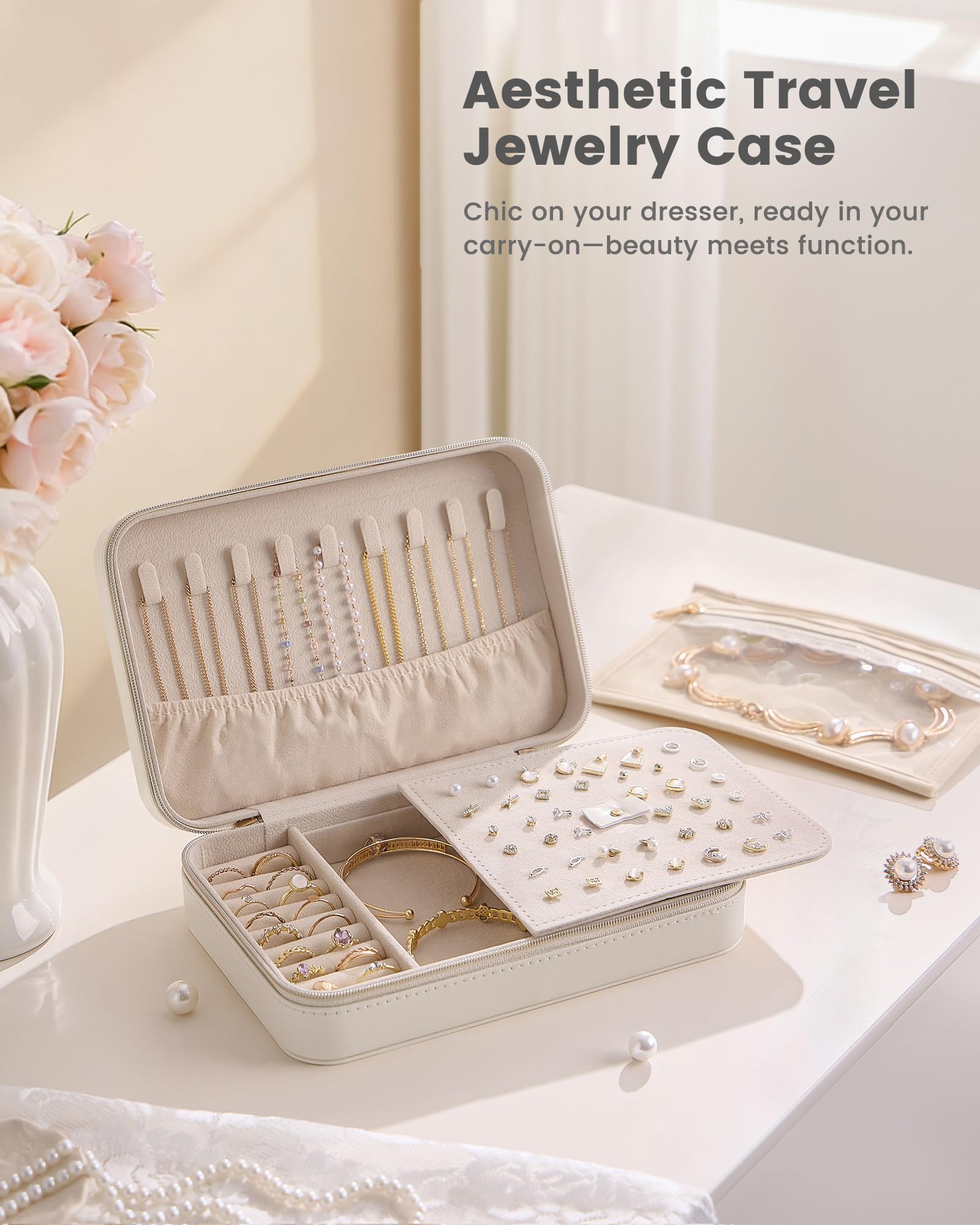 Travel Portable Jewelry Case with Storage Bag