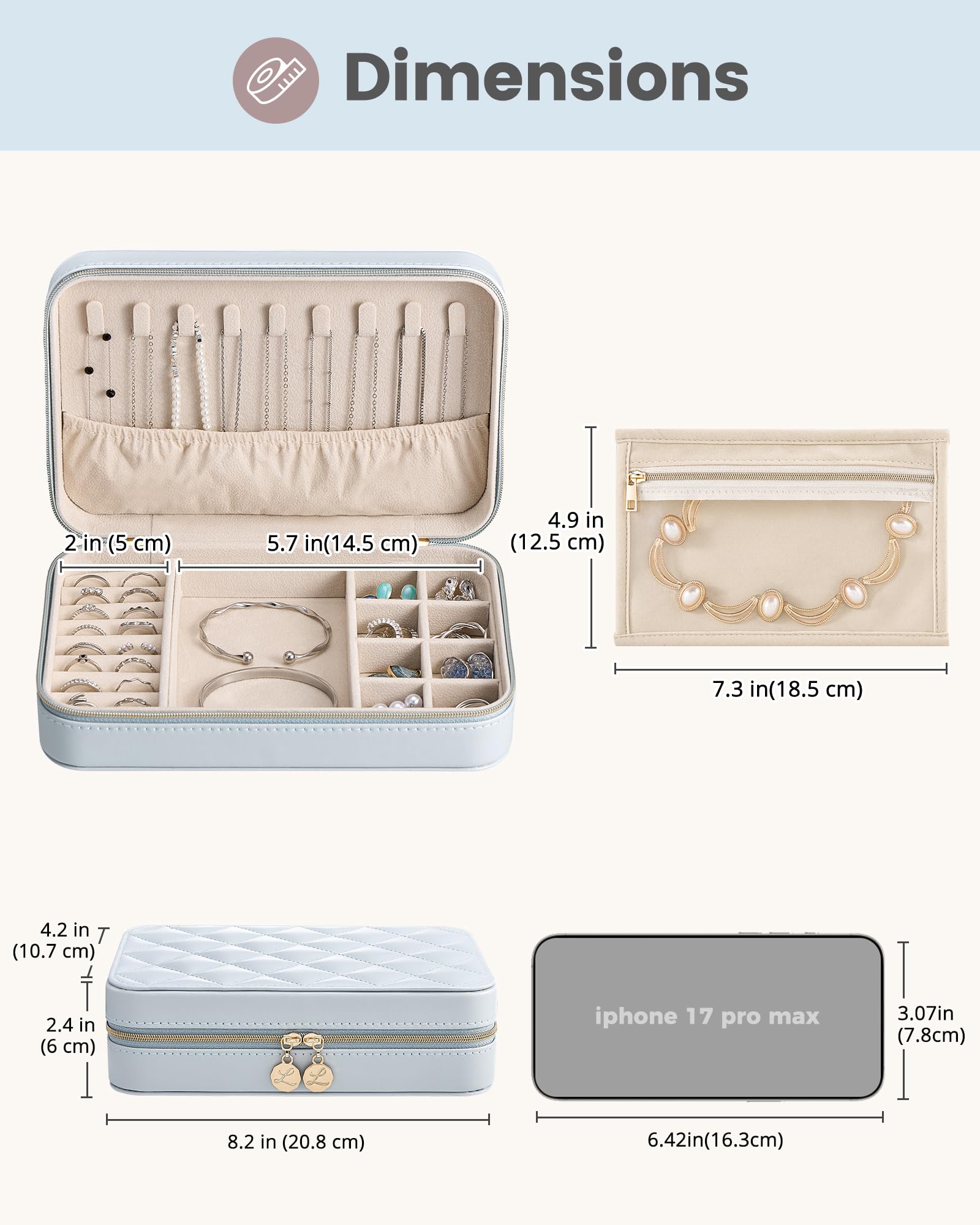 Travel Portable Jewelry Case with Storage Bag