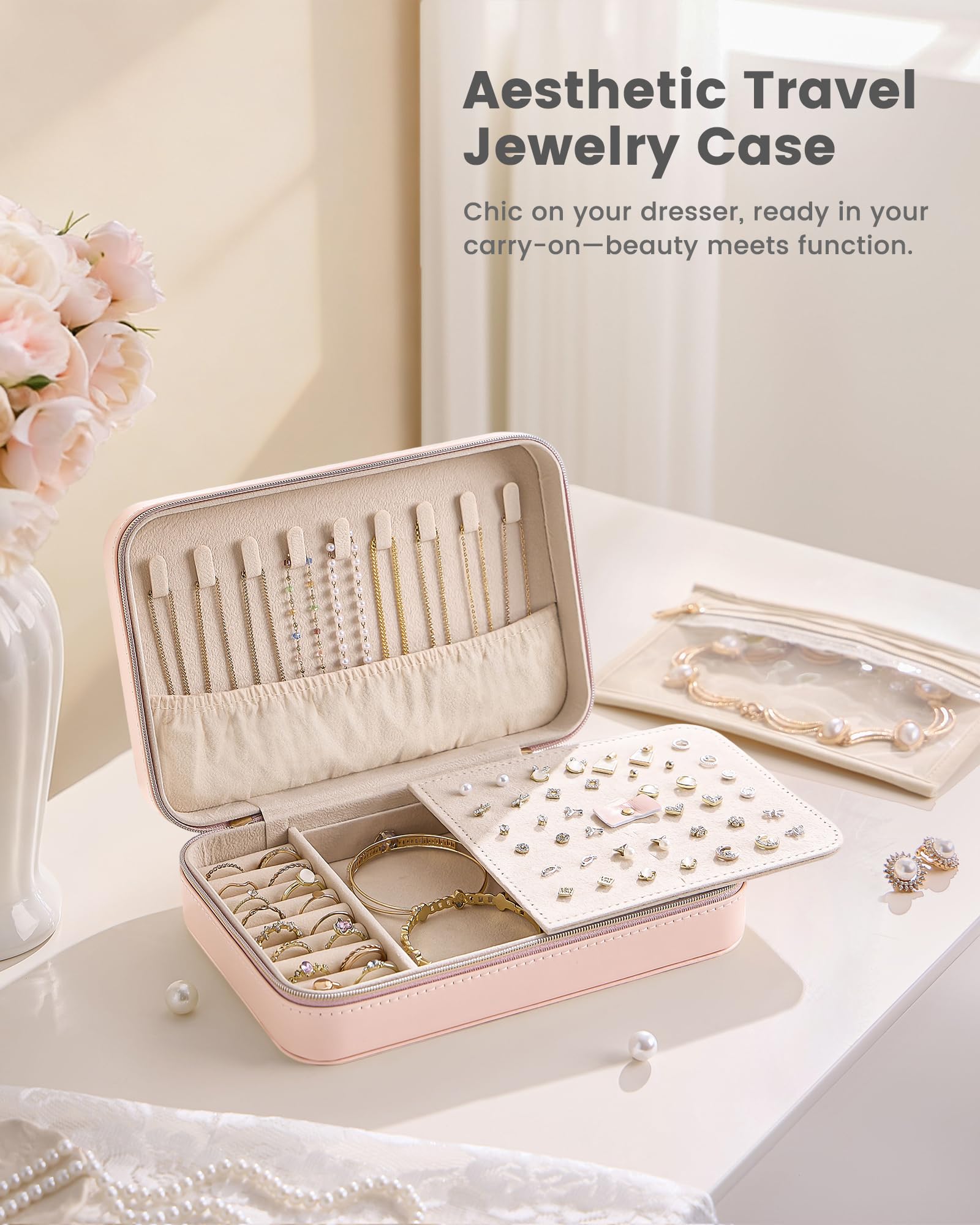 Travel Portable Jewelry Case with Storage Bag