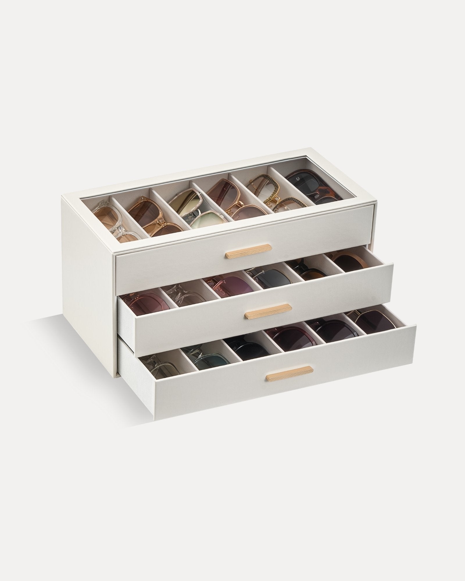 Glasses & Sunglasses Organizer Box with Clear Glass Lid