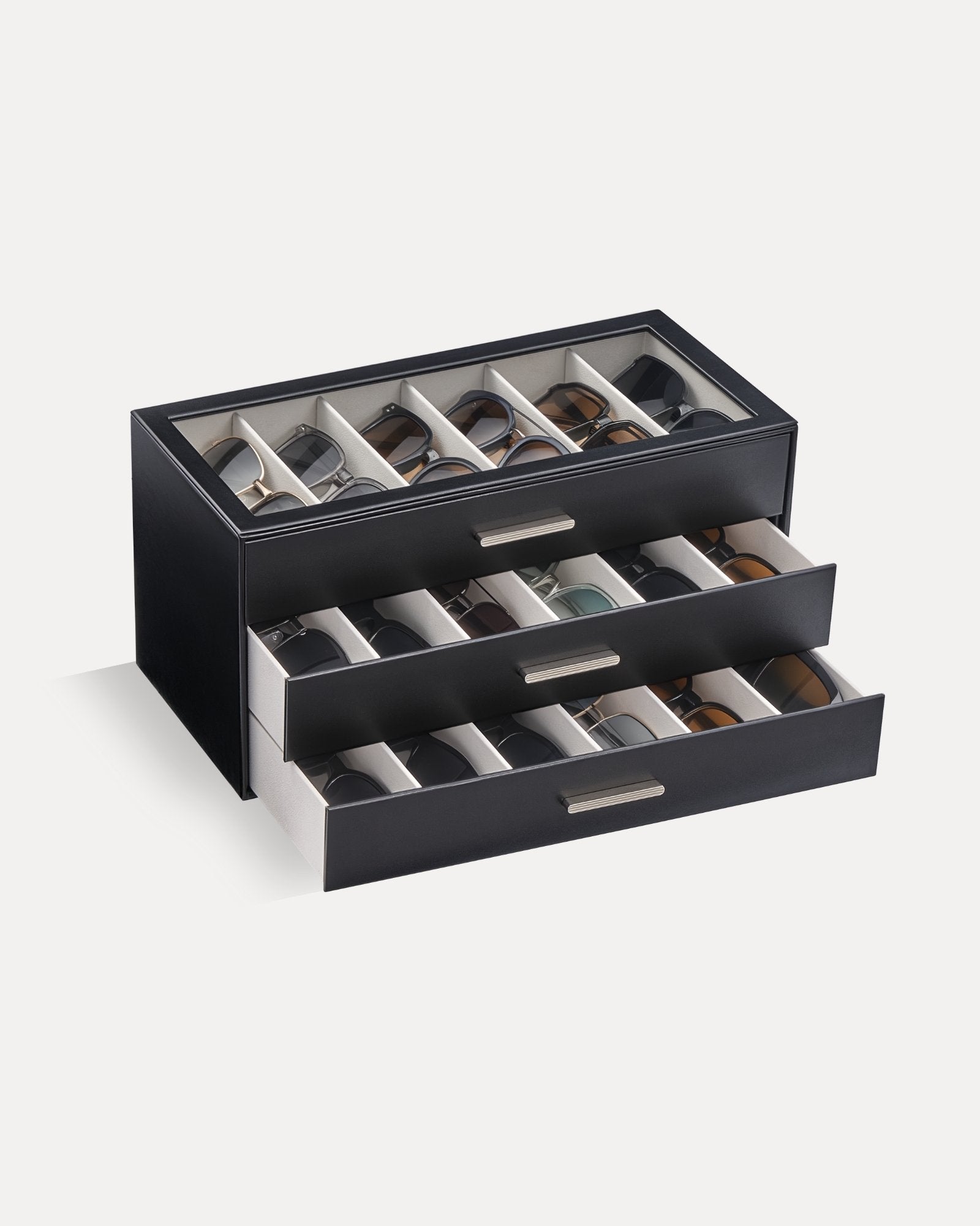 Glasses & Sunglasses Organizer Box with Clear Glass Lid