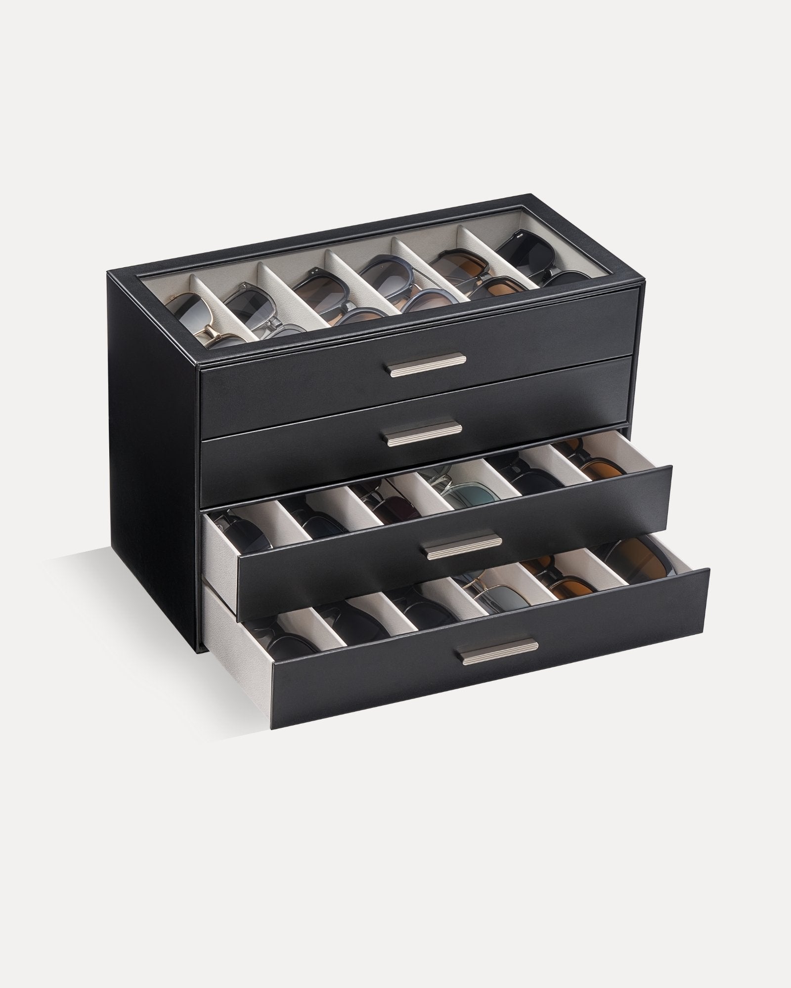 Glasses & Sunglasses Organizer Box with Clear Glass Lid