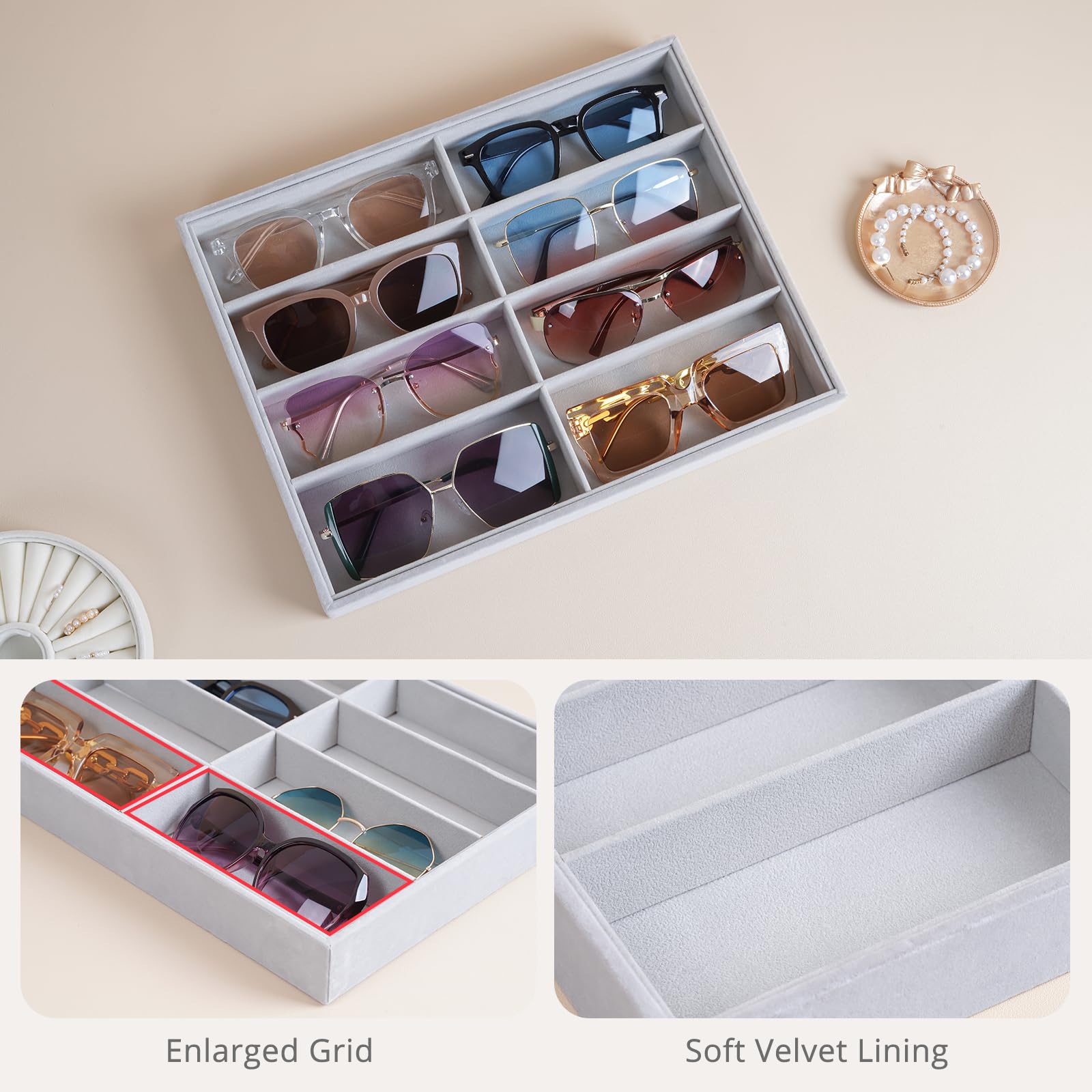 Velvet Sunglasses Organizer Tray