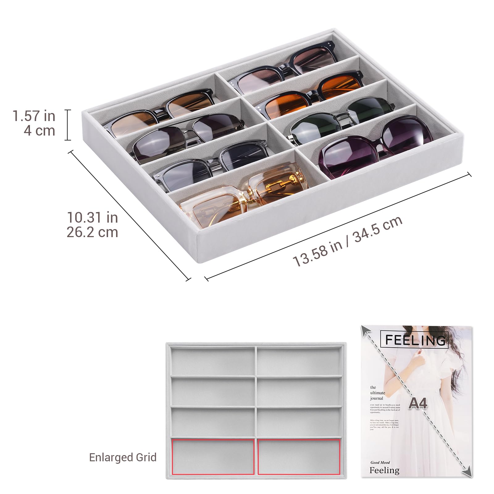 Velvet Sunglasses Organizer Tray