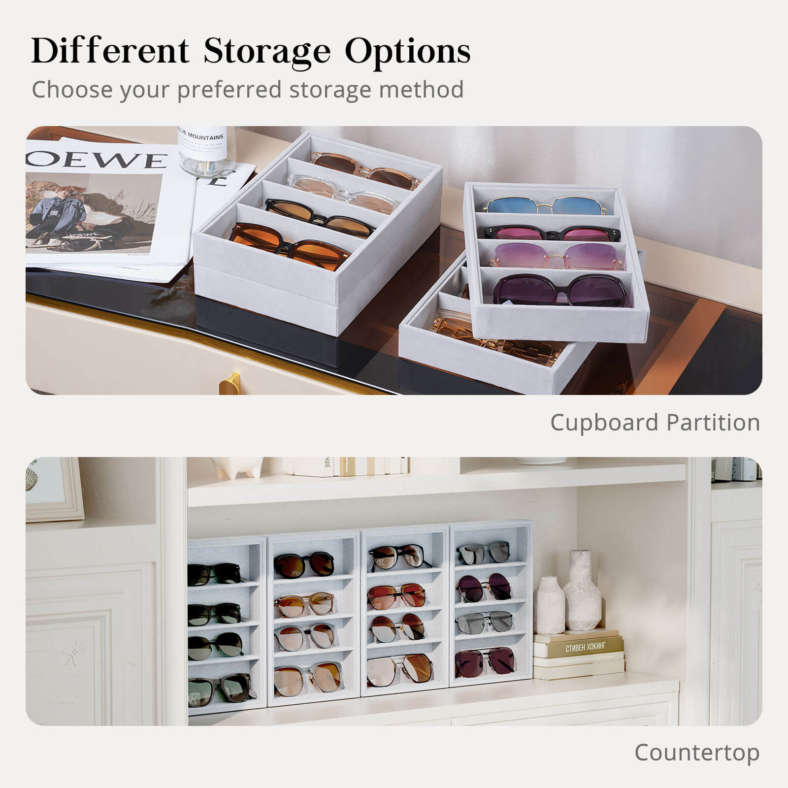 Velvet Sunglasses Organizer Tray