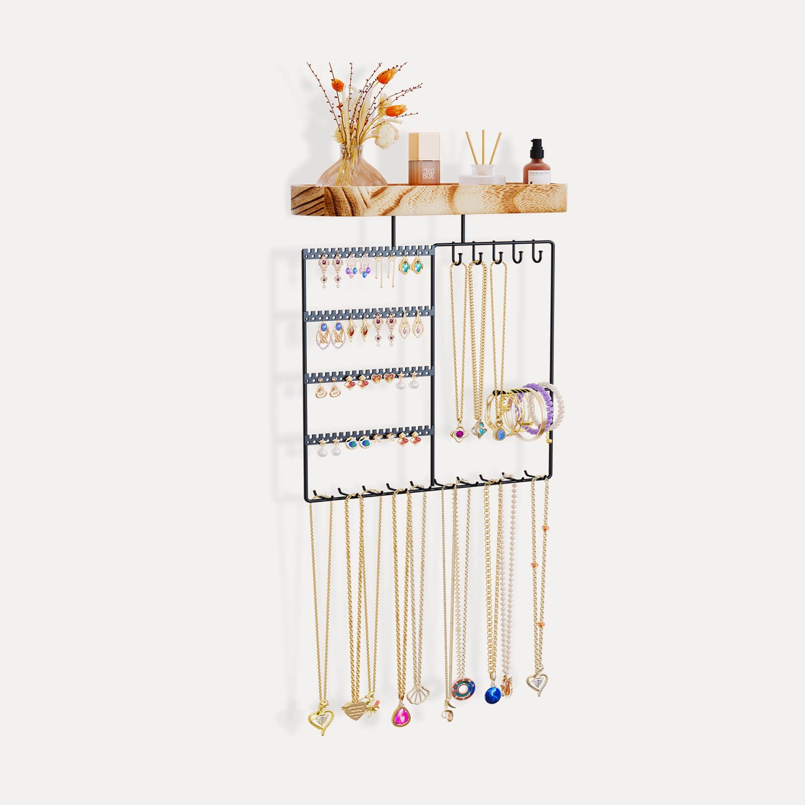 Wall Mount wooden Jewelry Organizer