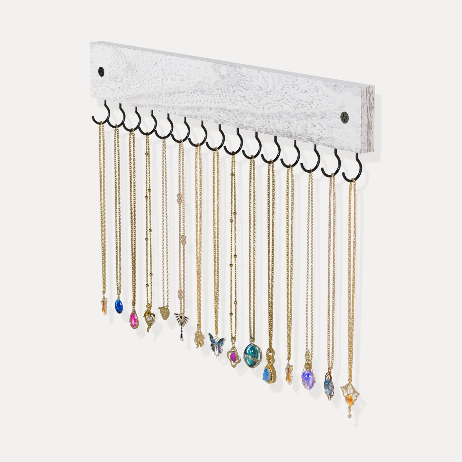 Wall Mount Wooden Necklace Organizer