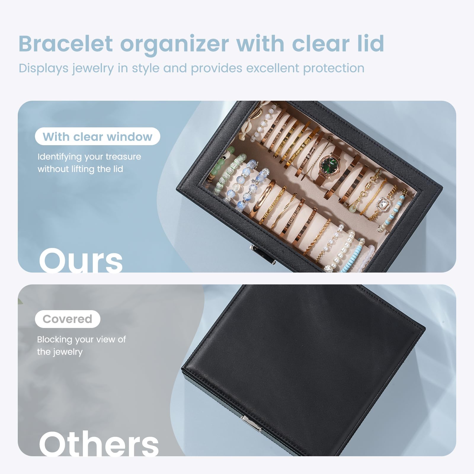 Bracelet Display Holder Clear Lid Jewelry Box