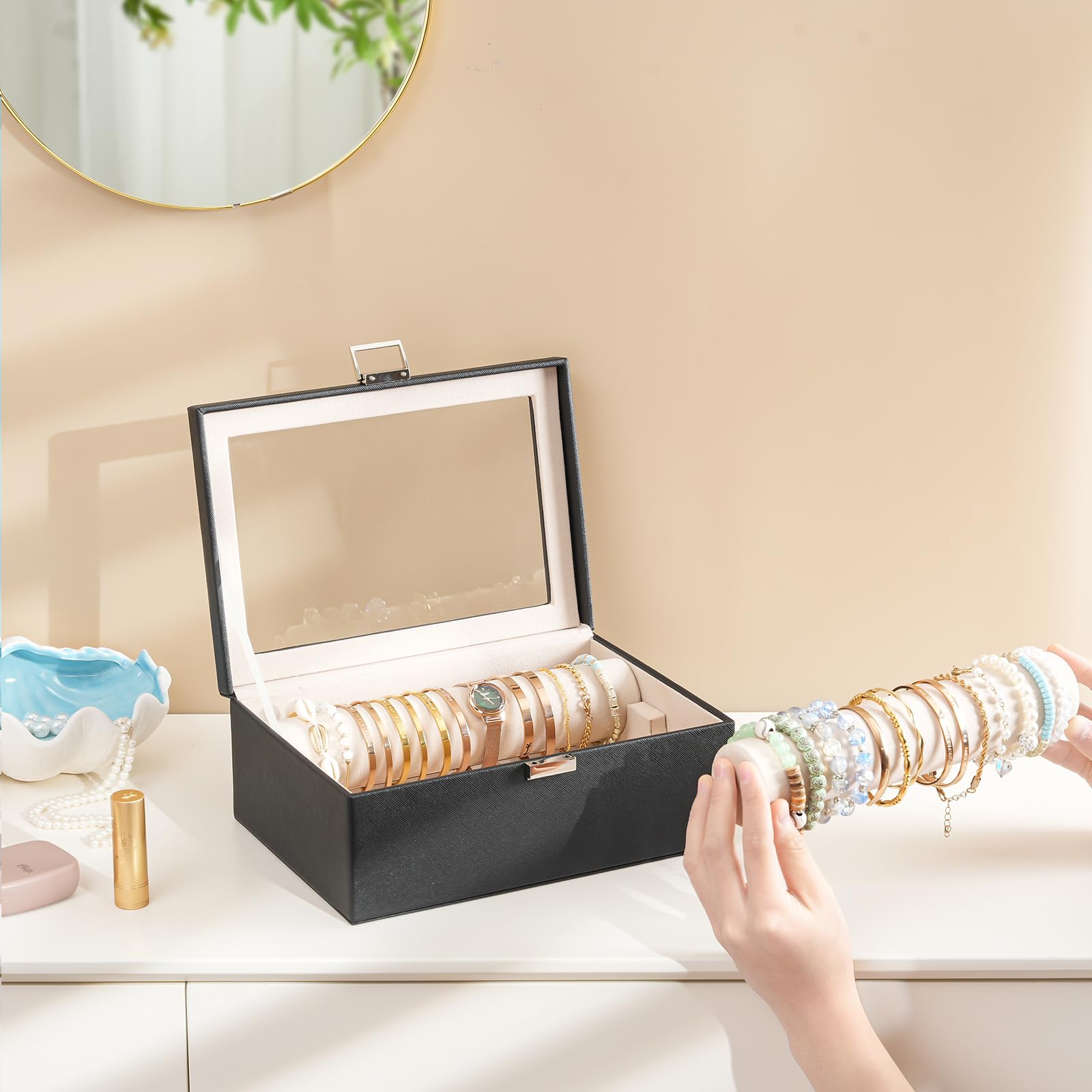 Bracelet Display Holder Clear Lid Jewelry Box
