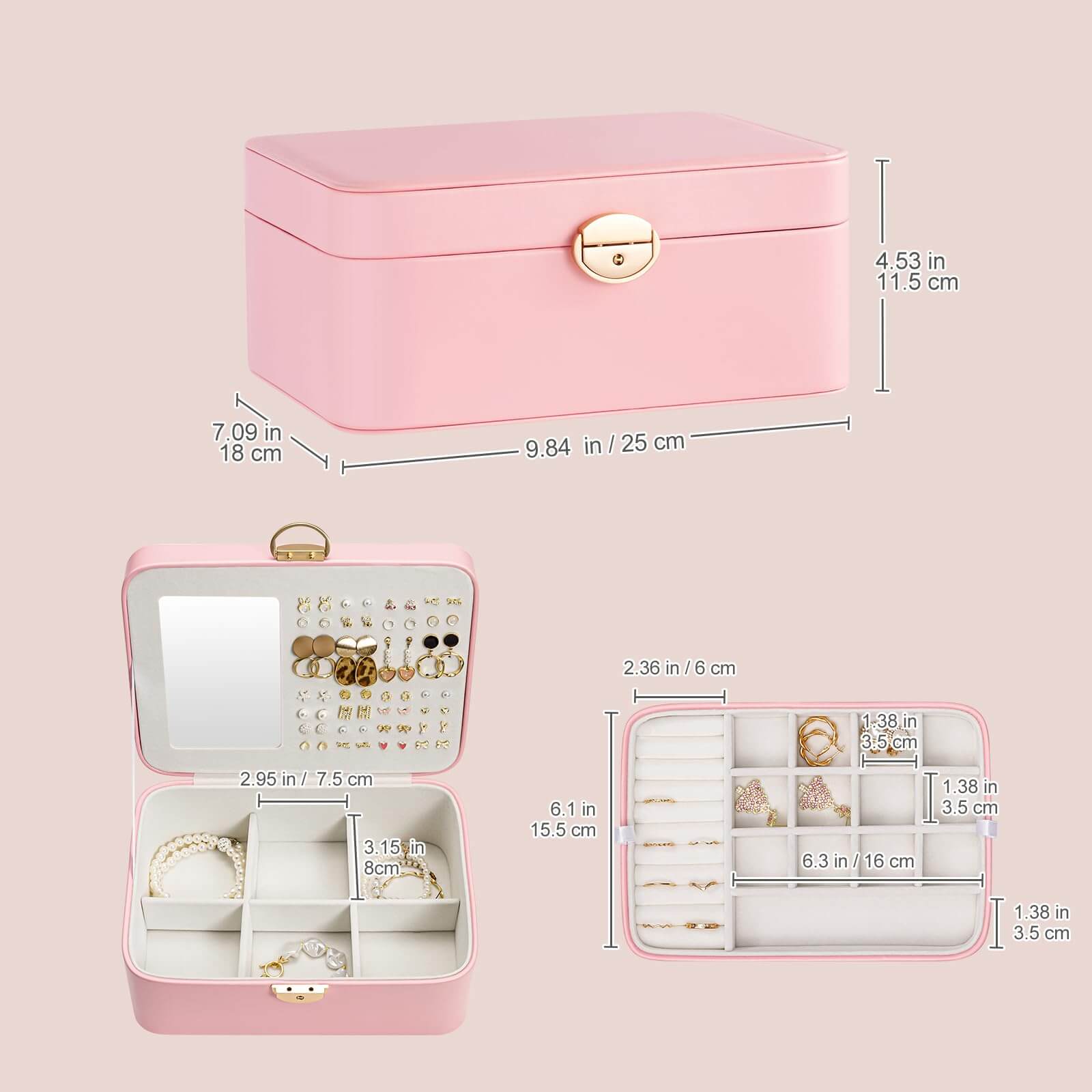 Jewelry Box with Bow Clasp and Mirror