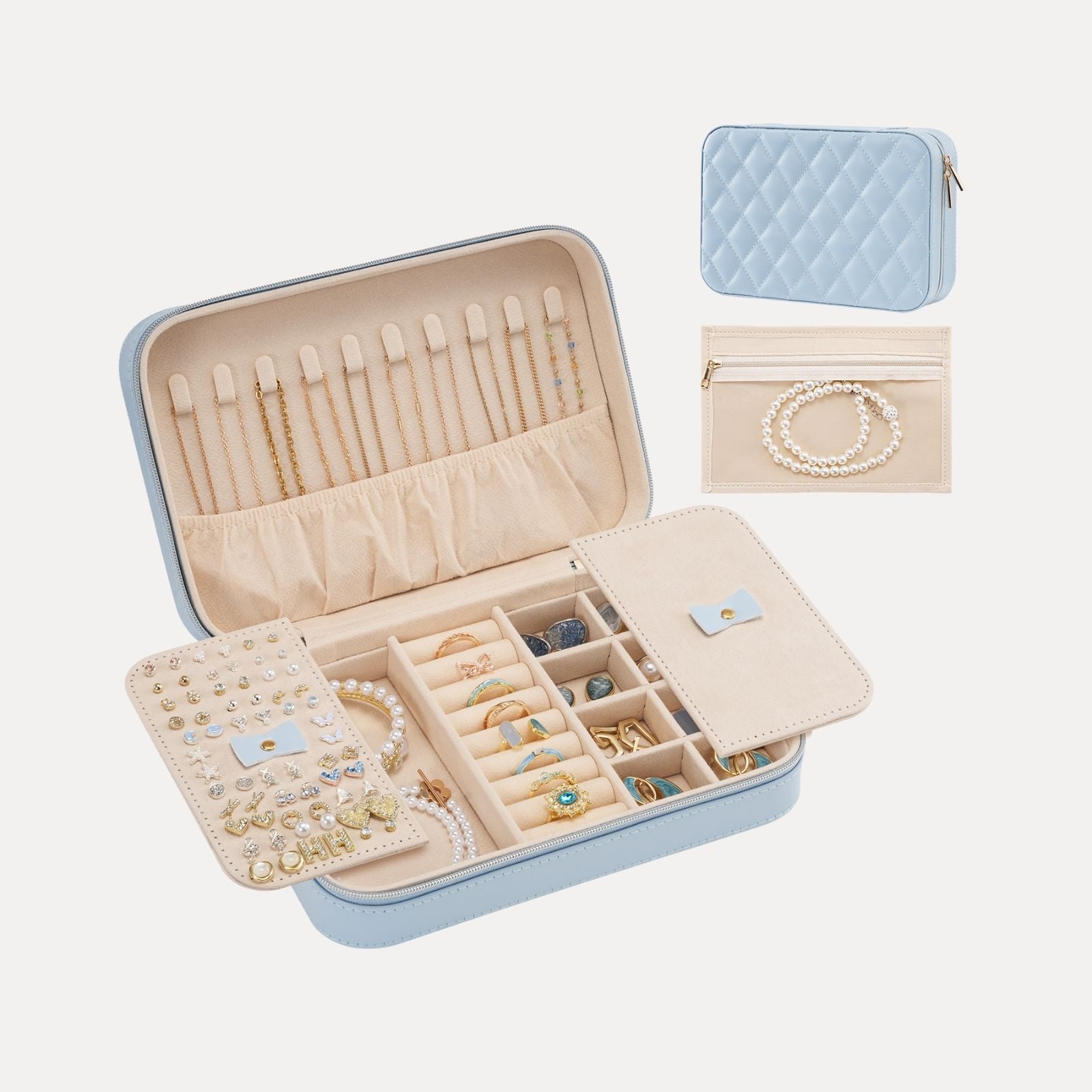 Travel Jewelry Organizer Box with Mirror