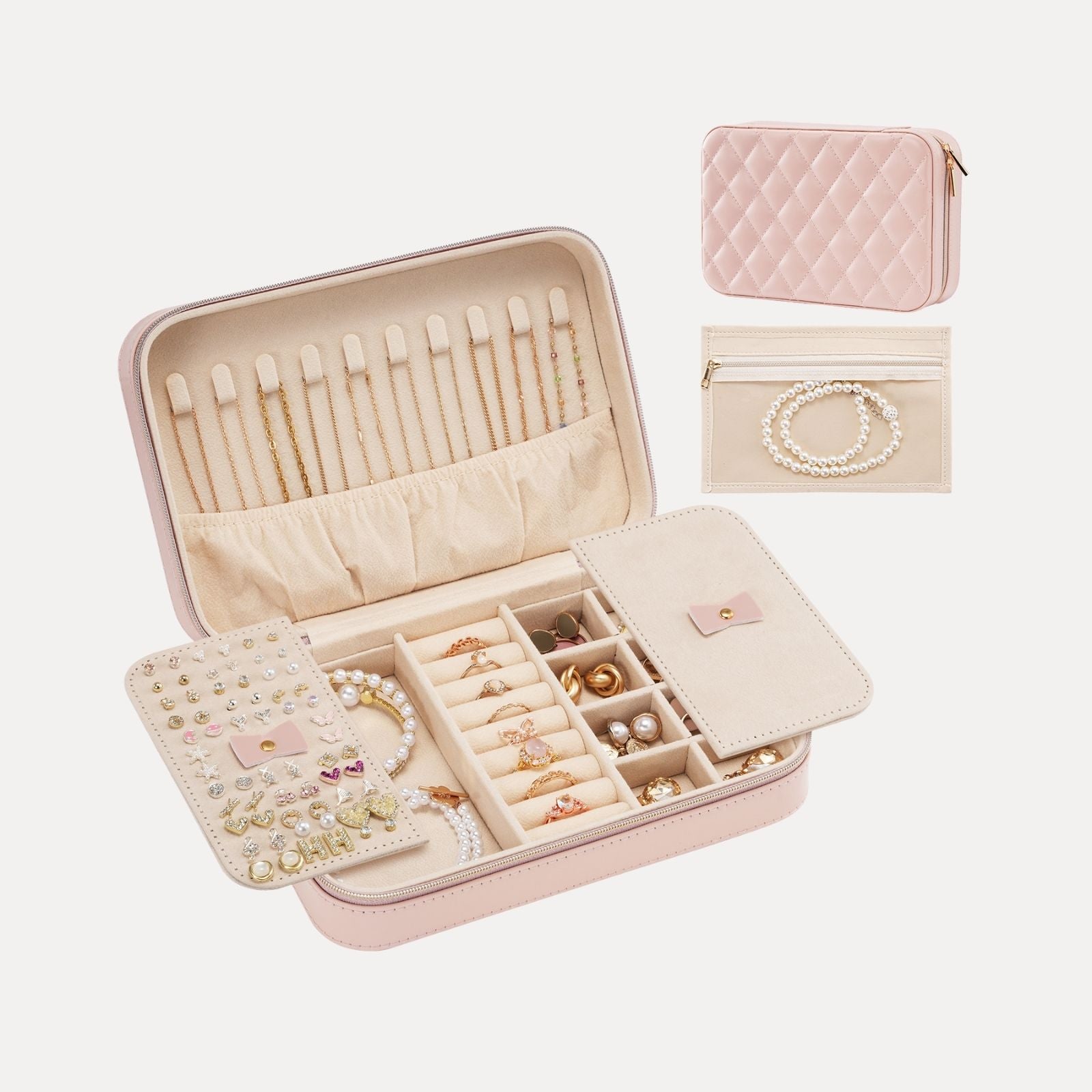 Travel Jewelry Organizer Box with Mirror