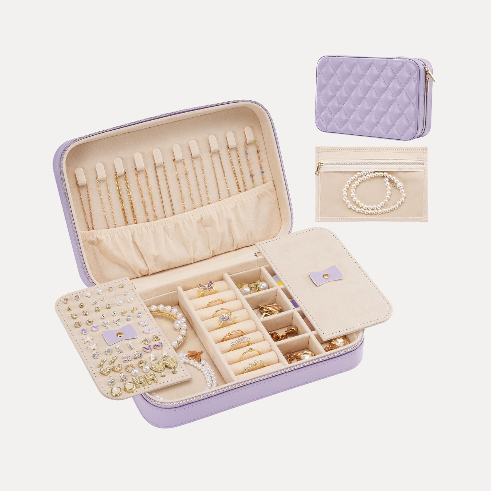 Travel Jewelry Organizer Box with Mirror