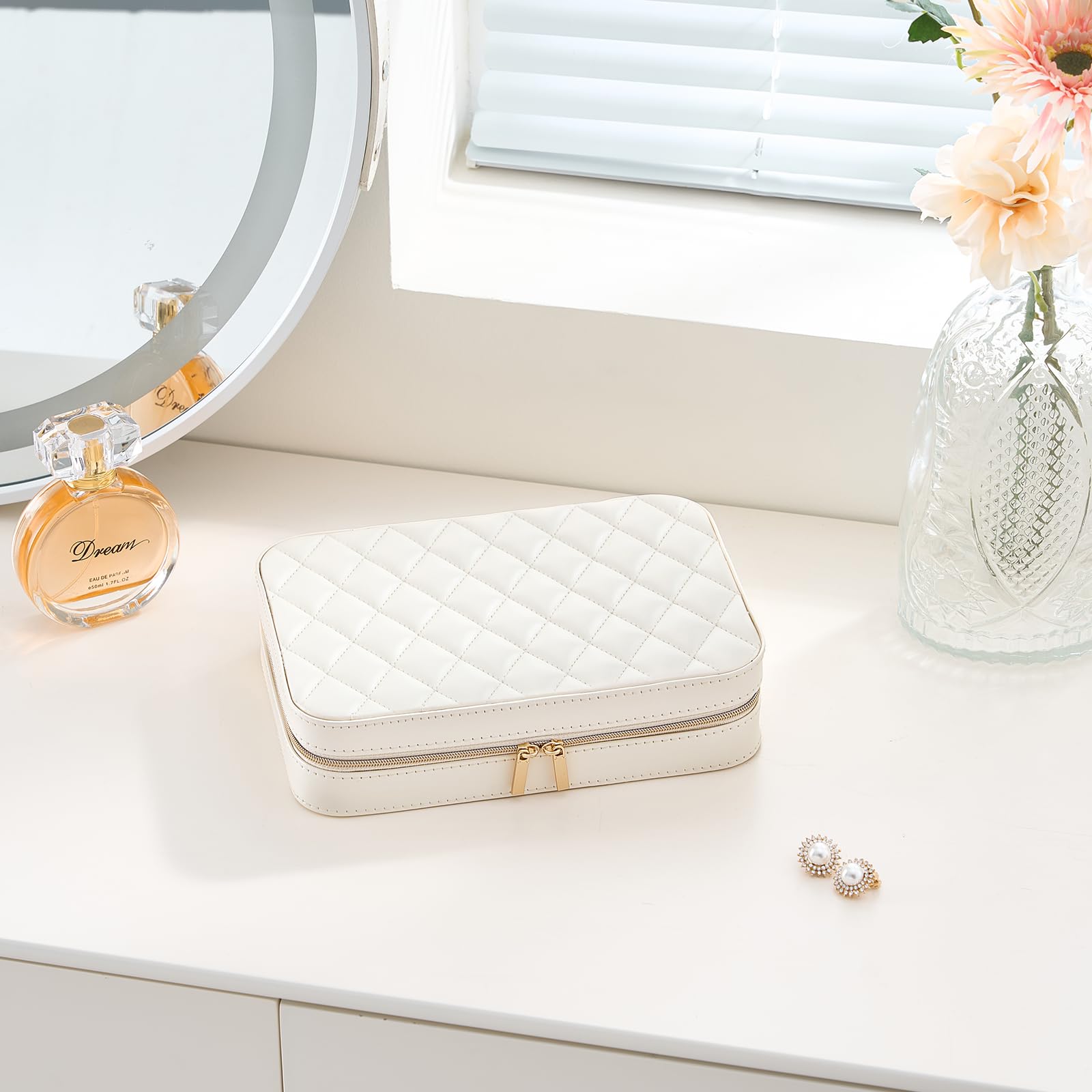 Travel Jewelry Organizer Box with Mirror