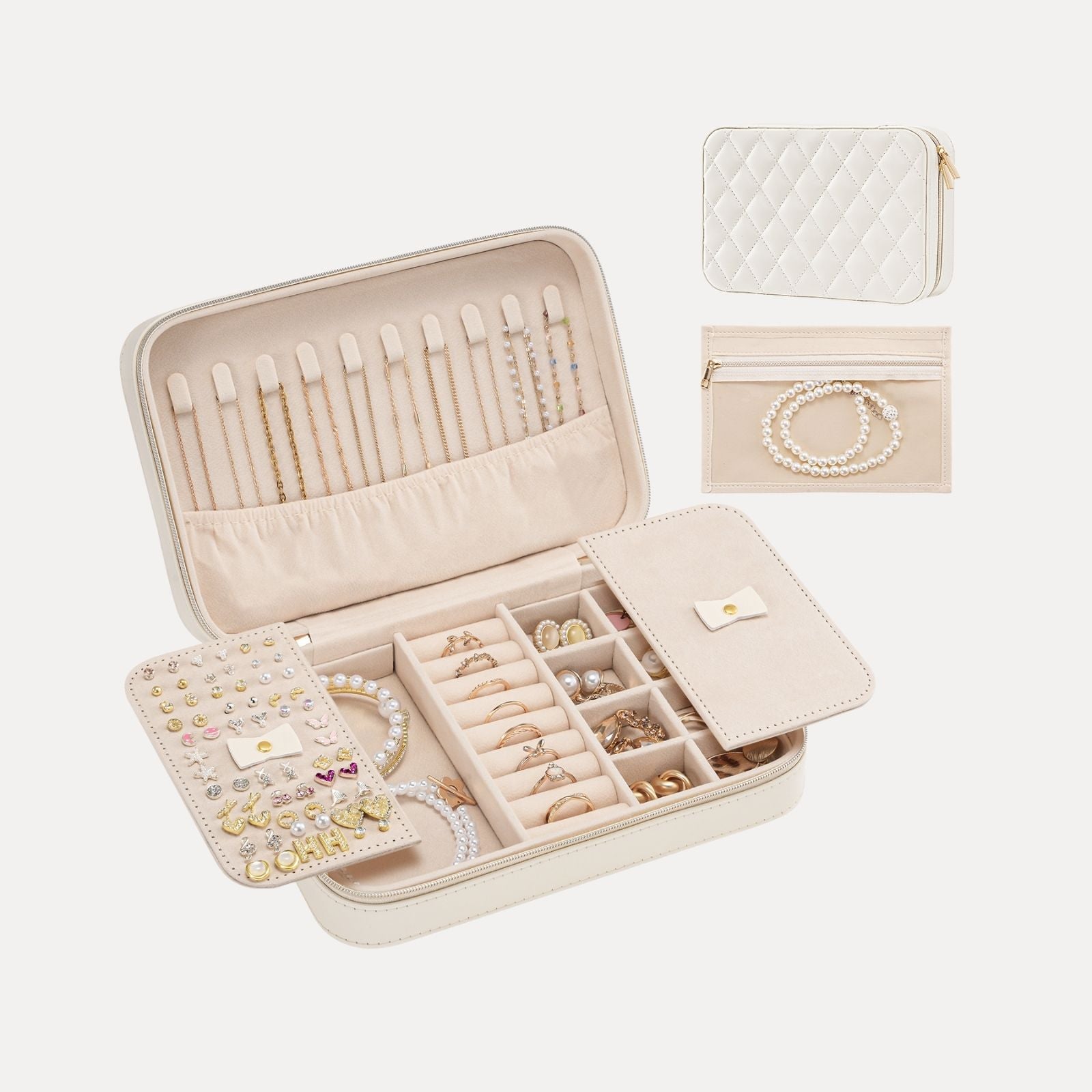 Travel Jewelry Organizer Box with Mirror