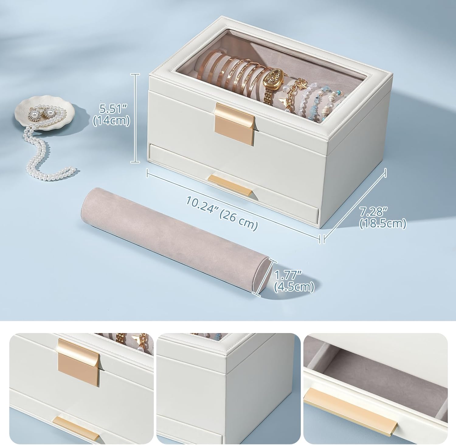 Bracelet Holder Organizer with Clear Lid and Drawer