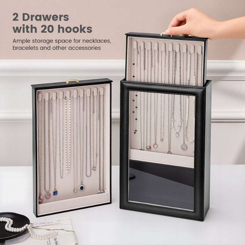 Necklace Organizer Box with Clear Lid
