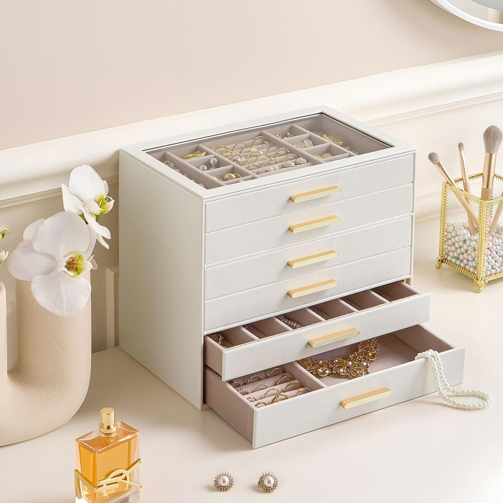 Luxury Leather Multi-Layer Jewelry Organizer