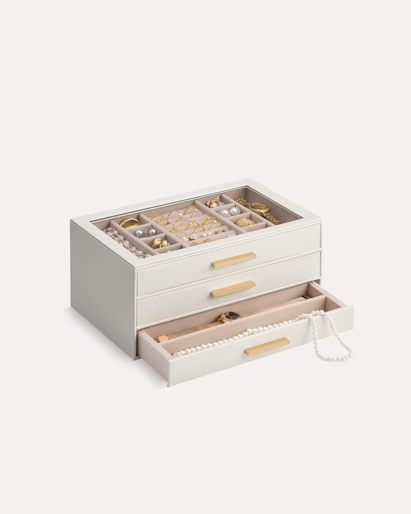 Luxury Leather Multi-Layer Jewelry Organizer