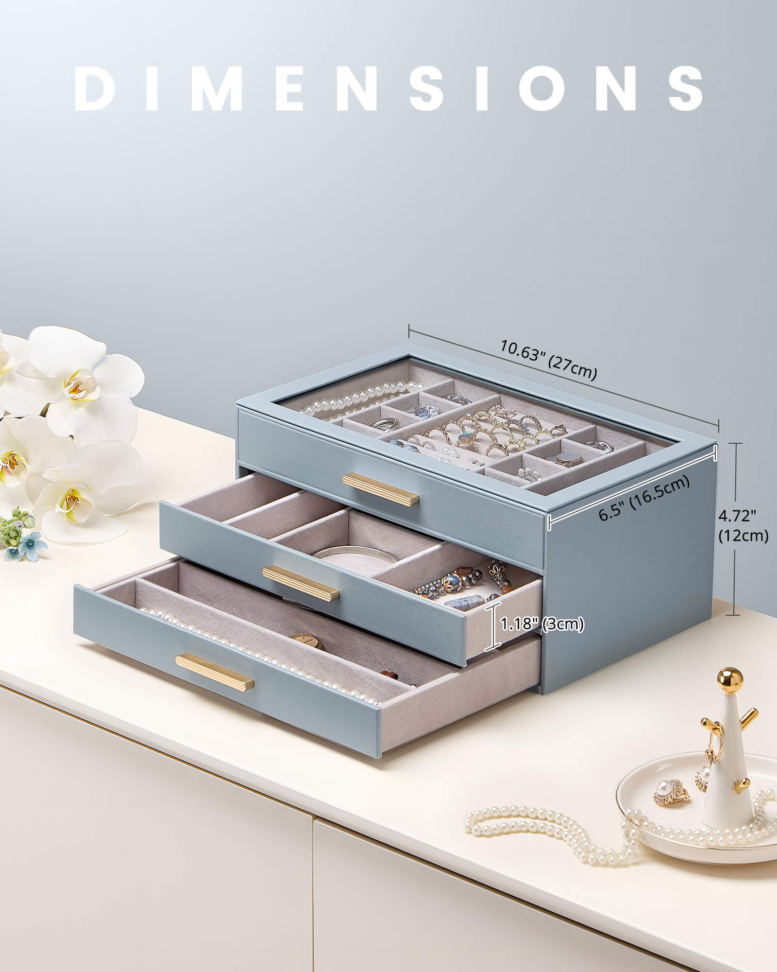 Luxury Leather Multi-Layer Jewelry Organizer